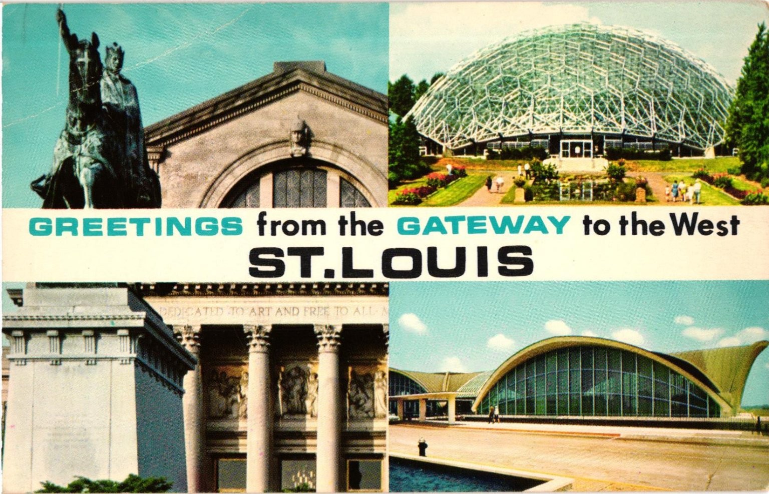 Vintage Greetings St. Louis MO Postcard Climatron Airport Art Museum Vintage Greetings St. Louis MO Postcard Climatron Airport Art Museum