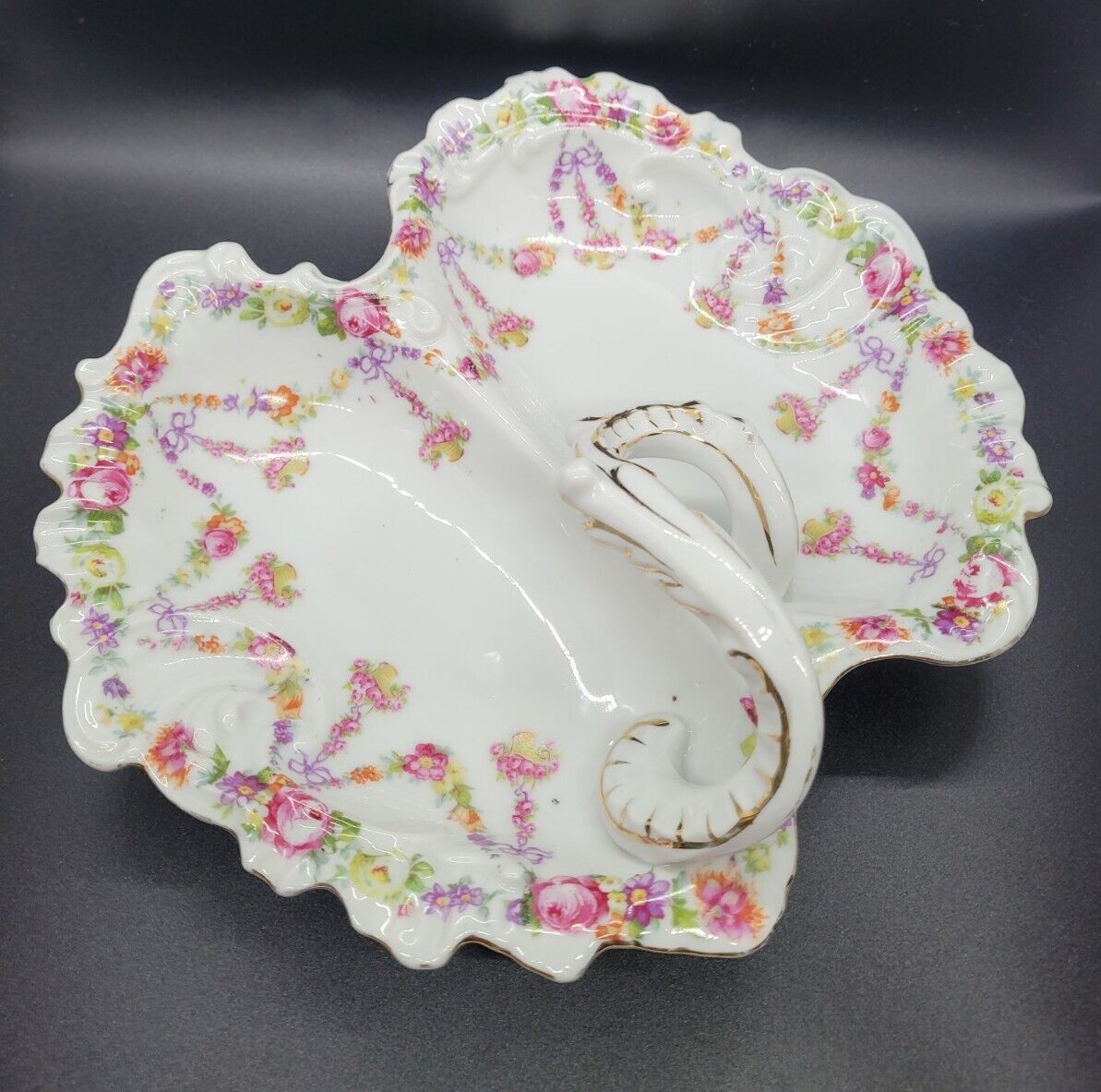 Vintage Porcelain Appitizer Dish Flower Pattern