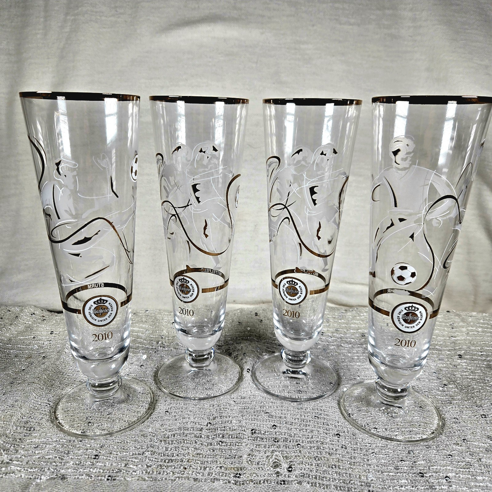4 Warsteiner Pilsner Beer Tulip Glasses Soccer 2010 FIFA World Cup Soccer 8\