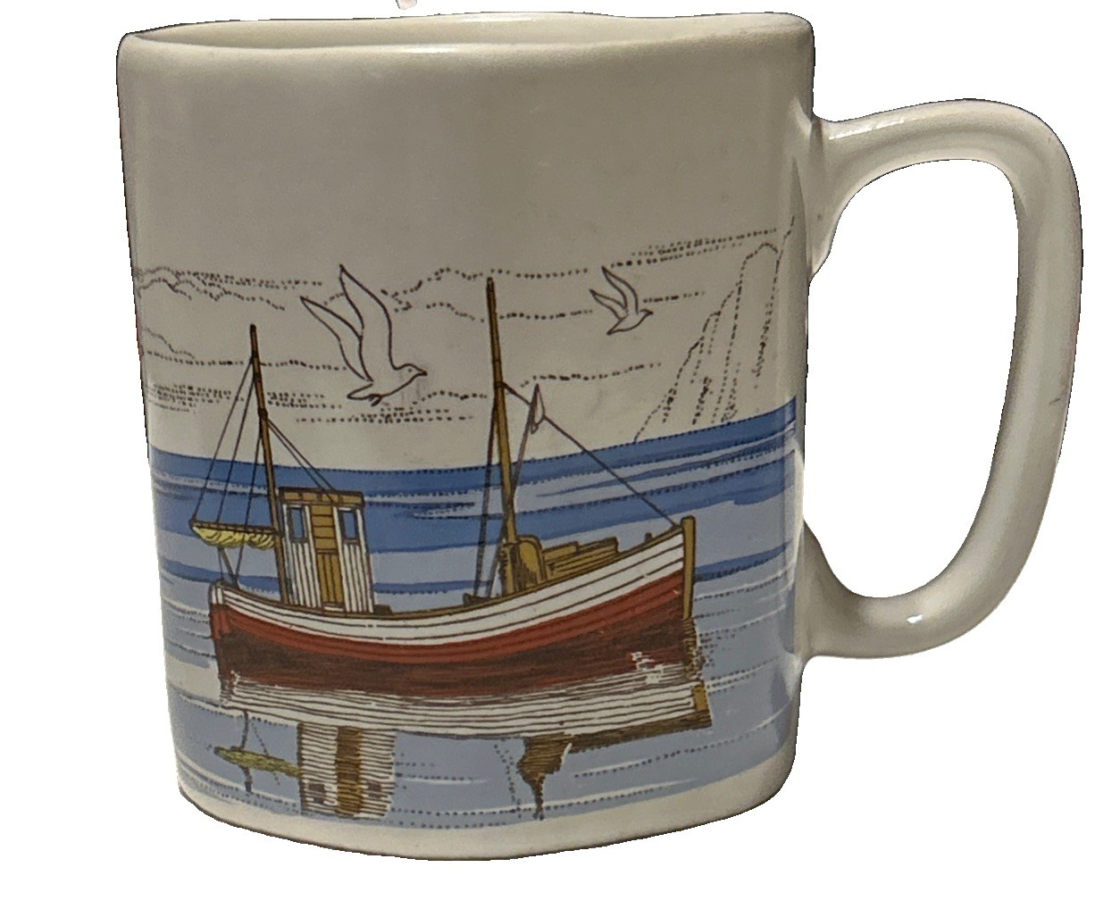 Vintage Otagiri Fishing Boat Tea/Coffee Mug Hexagon Shape 1980's 