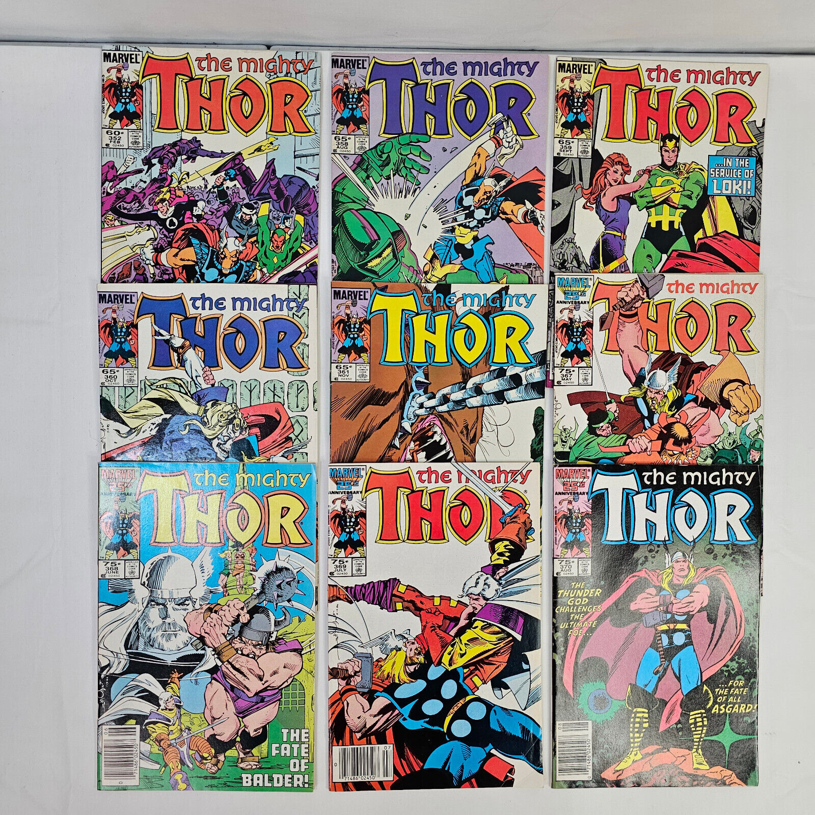 Lot of 9 The Mighty Thor Marvel Comics #352 358 359 360 361 367 368 369 370