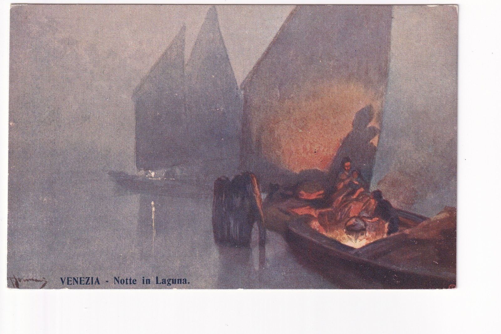Postcard Venezia Venice Notte in Laguna Italy postcard lagoon series B unused
