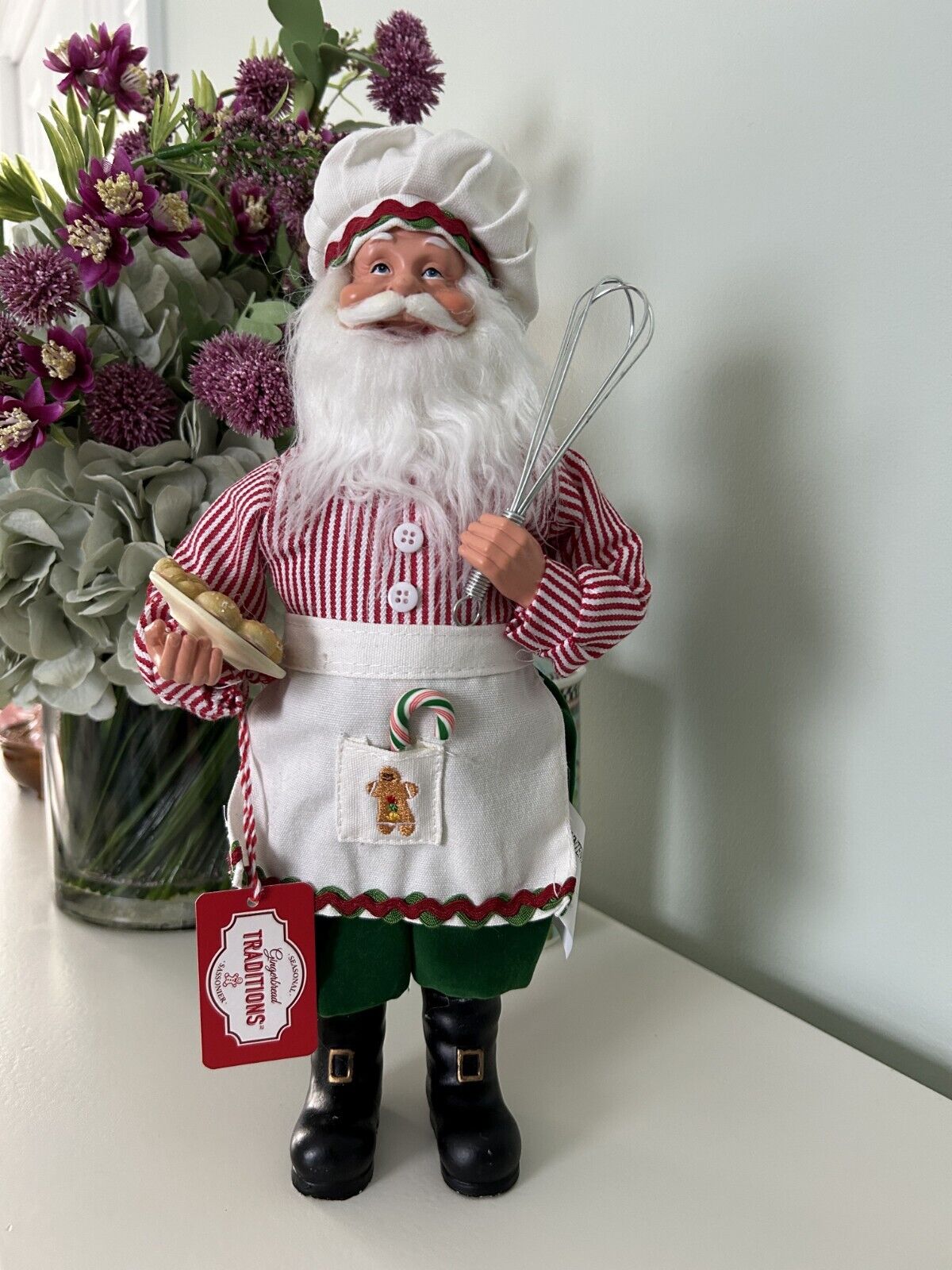 Gingerbread Traditions Baking Santa Figurine Doll, NWT