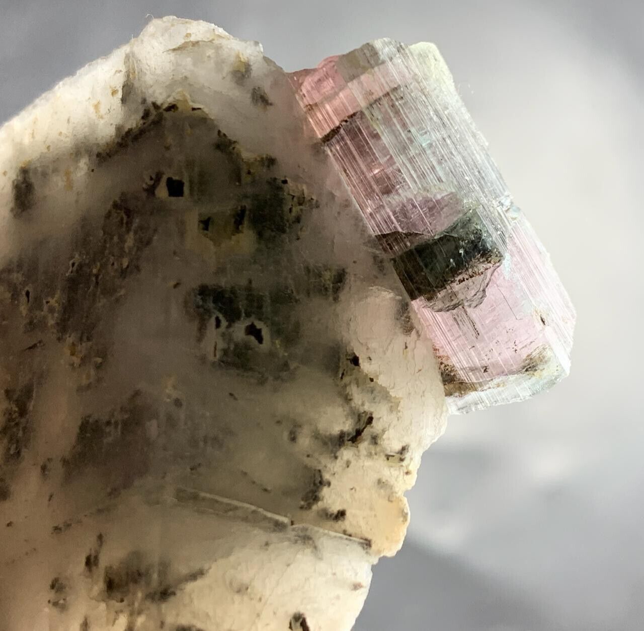 210 Cts Pink Tourmaline With Quartz Crystal from Afghanistan