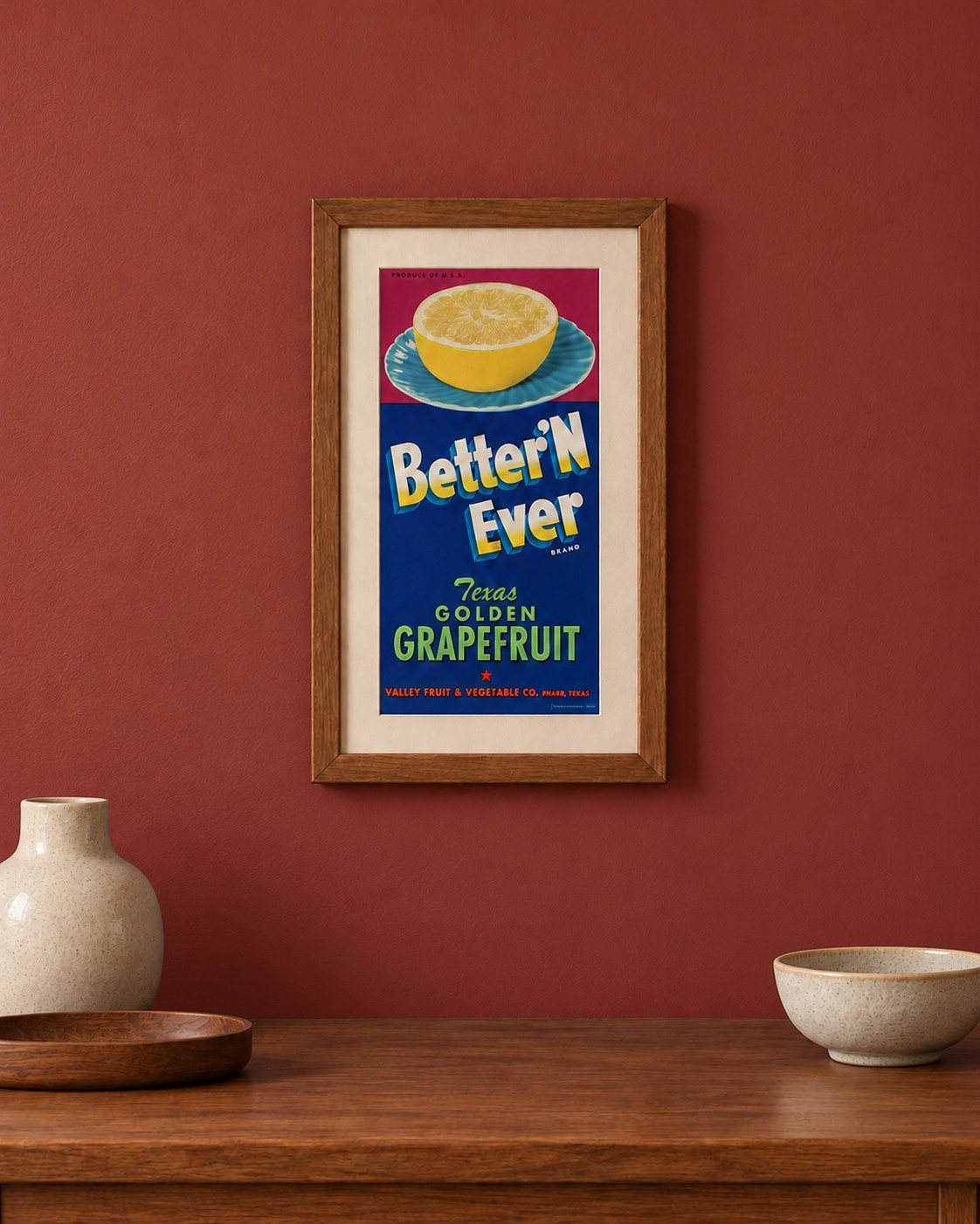 Vintage Better'N Ever Texas Golden Grapefruit Crate Label Fruit Advertising