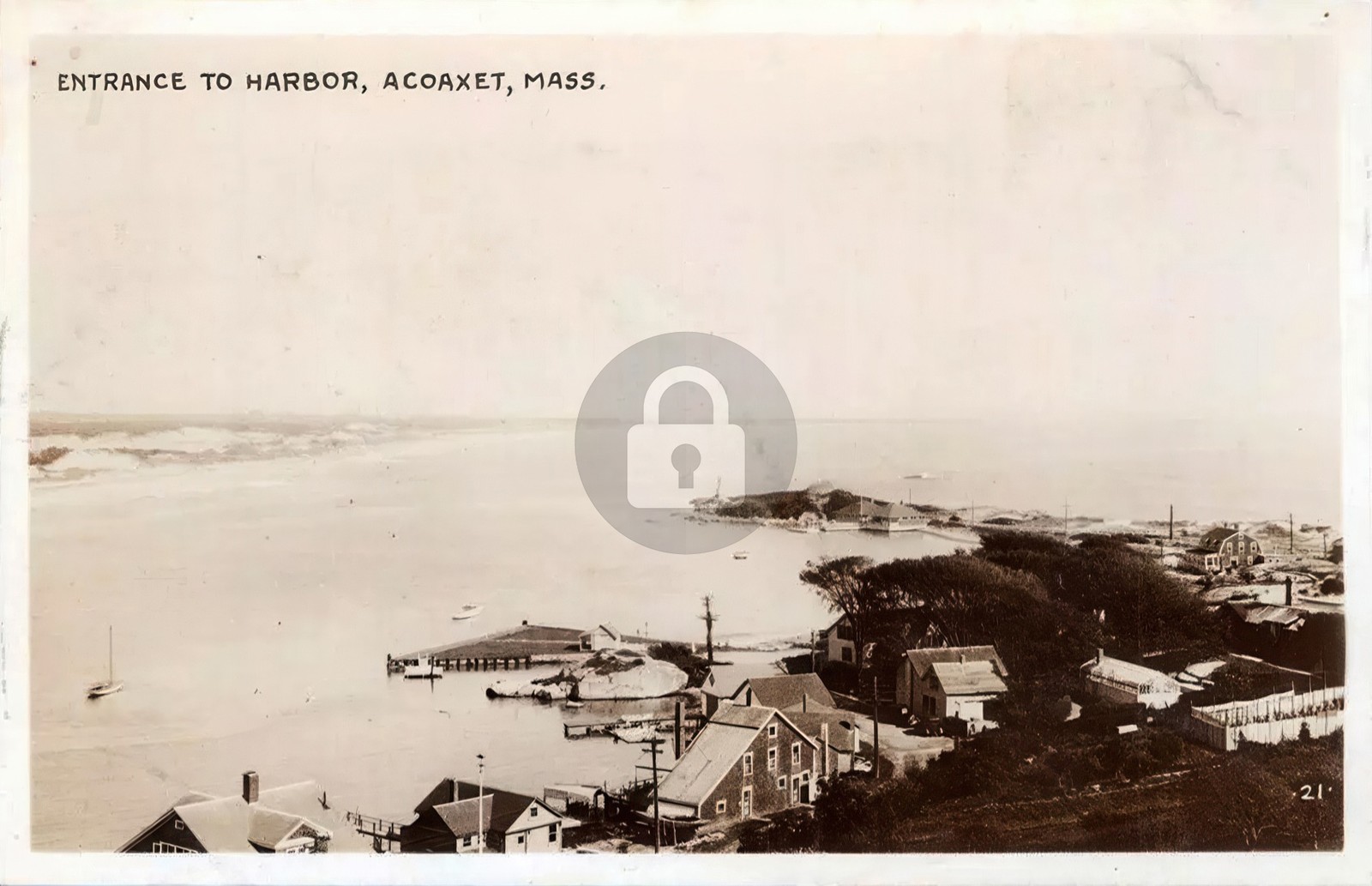 Acoaxet MA Entrance Town View 1930s RPPC Photo Postcard COPY