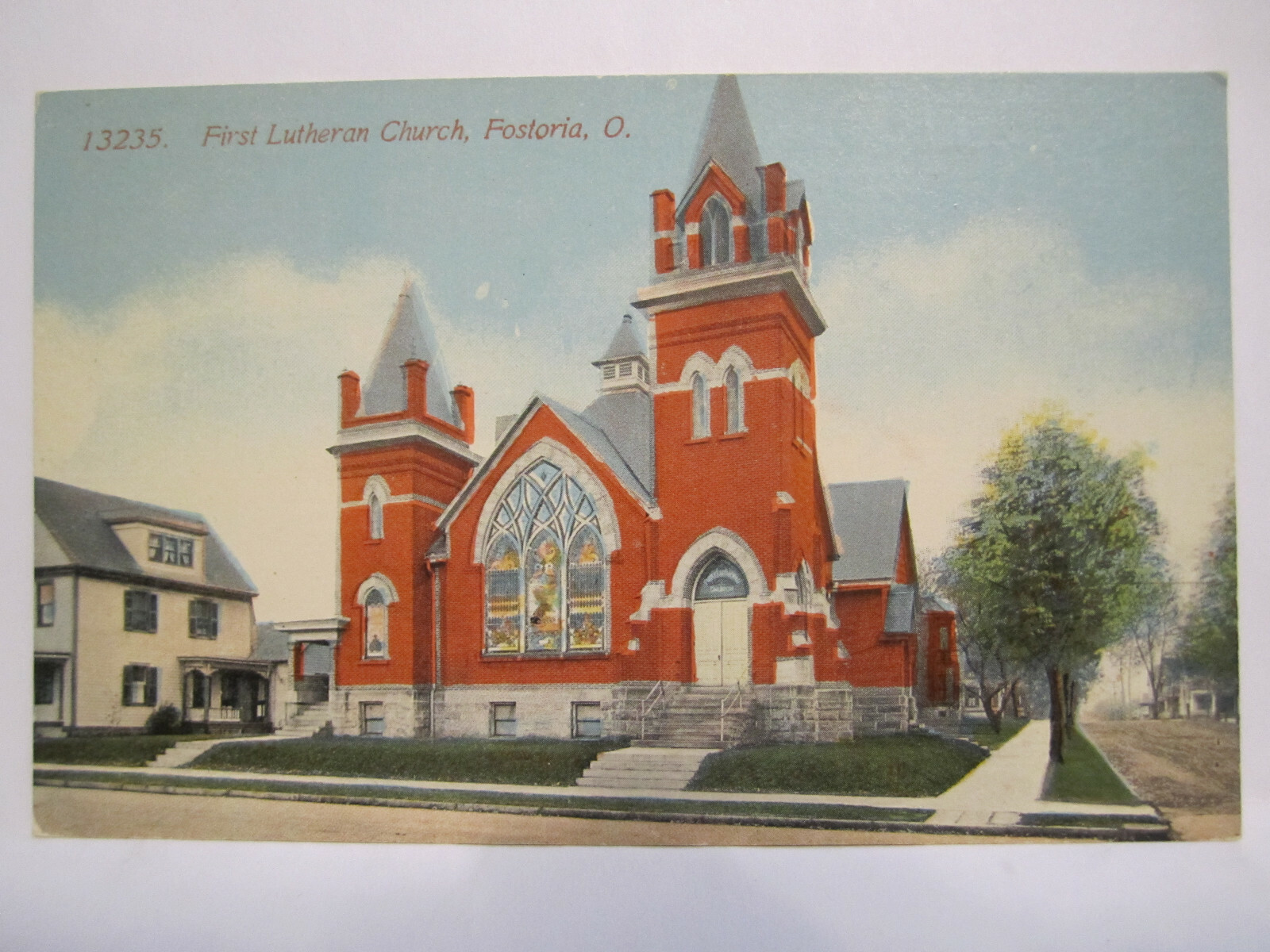 FIRST LUTHERAN CHURCH POSTCARD FOSTORIA OH OHIO 1907 FIRST LUTHERAN CHURCH POSTCARD FOSTORIA OH OHIO 1907
