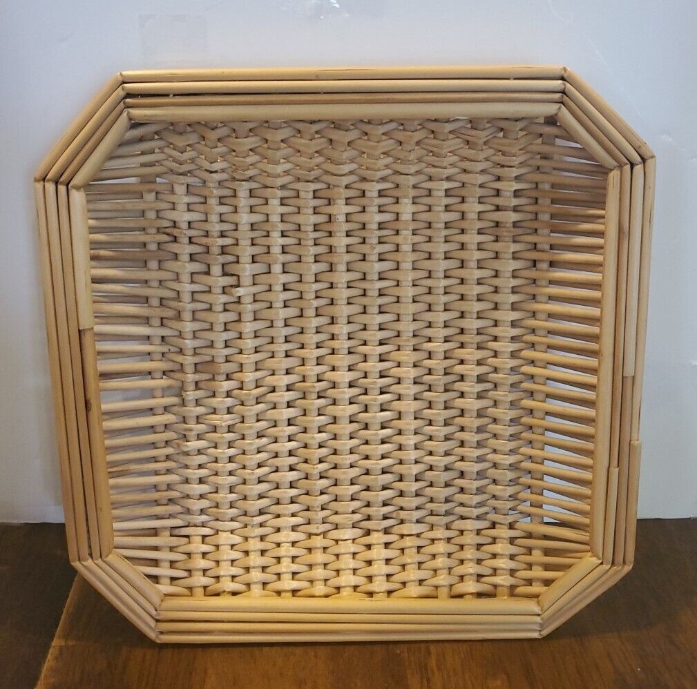 Vintage Woven Bamboo Reed Fruit Vegetable Basket Bread Serving Basket 10x10 