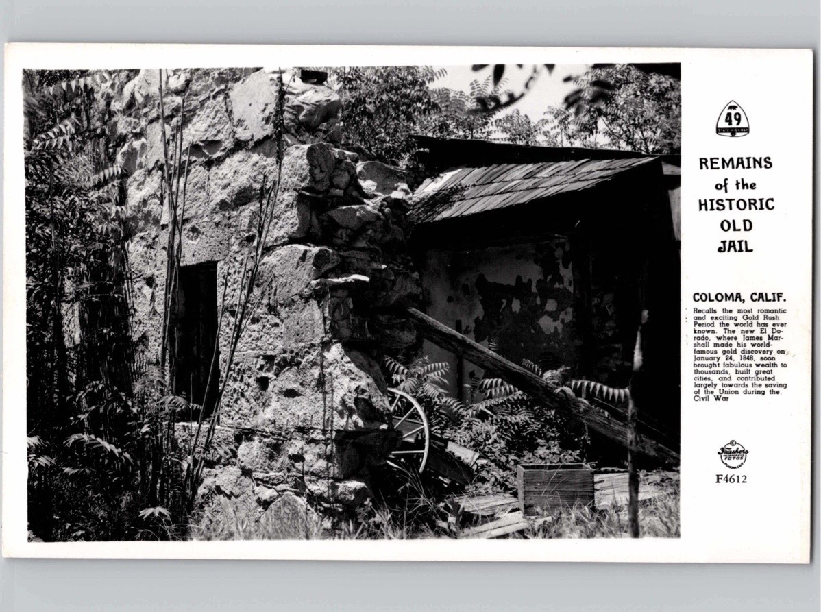 c1945 Ruins Of Historic Old Jail Coloma California CA Frashers RPPC Postcard