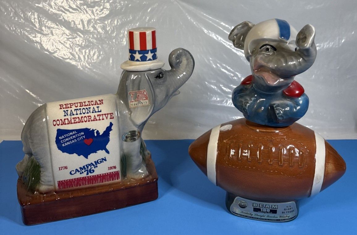 Antique 1976 Republican National Convention and 1972 Jim Beam Whiskey Decanters