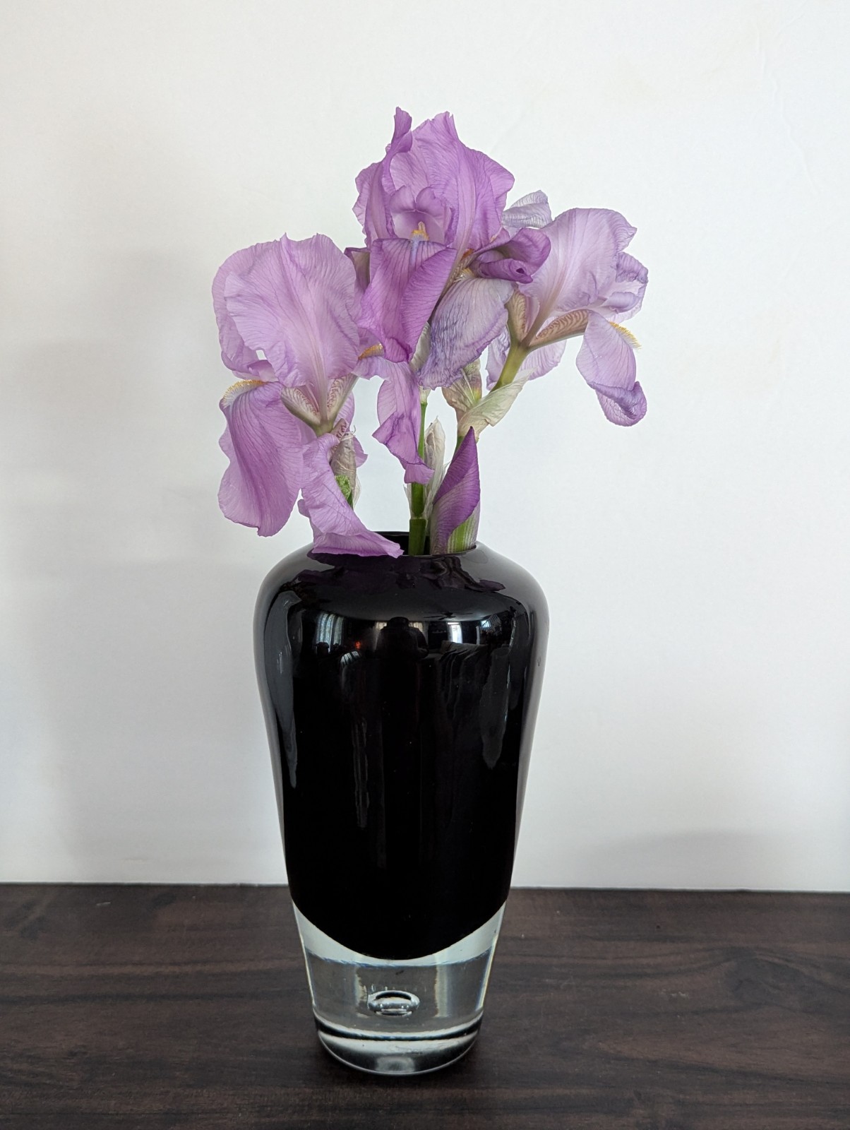 Deep Ruby Hand Blown Trapped Air Bubble Vintage Art Glass Vase That L@@KS Black