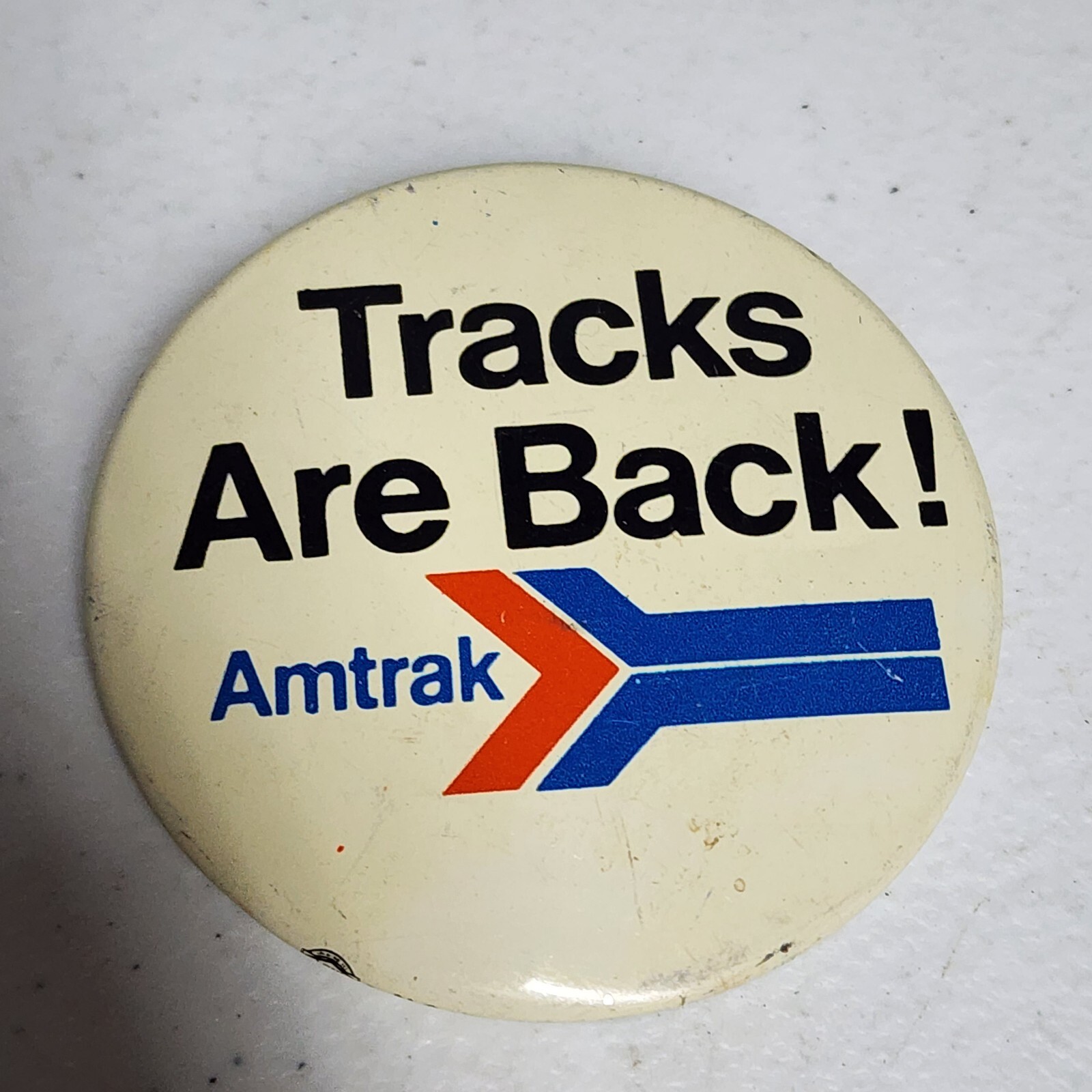 Vintage 1970s Amtrak Tracks Are Back Old Advertising Pin Pinback Button   