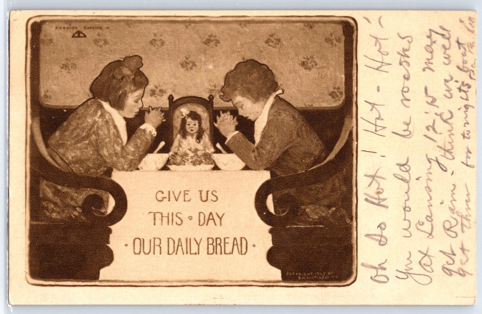 Give Us This Day, Our Daily Bread (1909) - Antique Comic Postcard