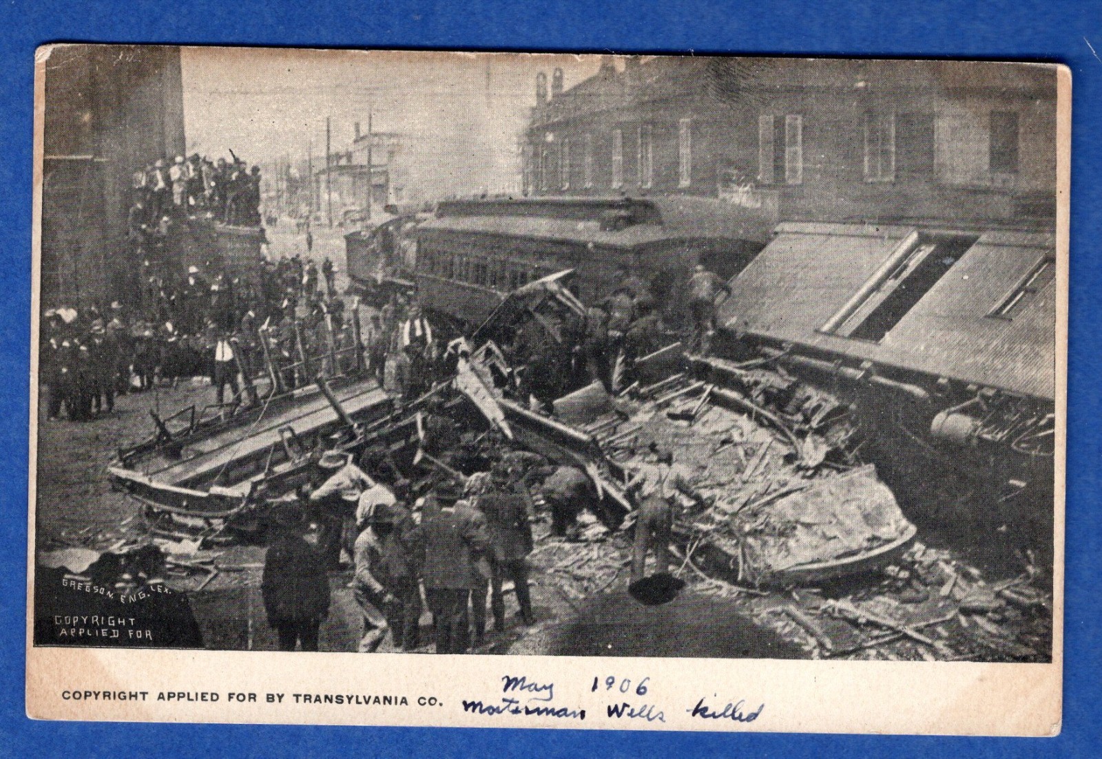 Lexington, KY 1906 Streetcar Wreck on Broadway, Motorman Killed Postcard Lexington, KY 1906 Streetcar Wreck on Broadway, Motorman Killed Postcard