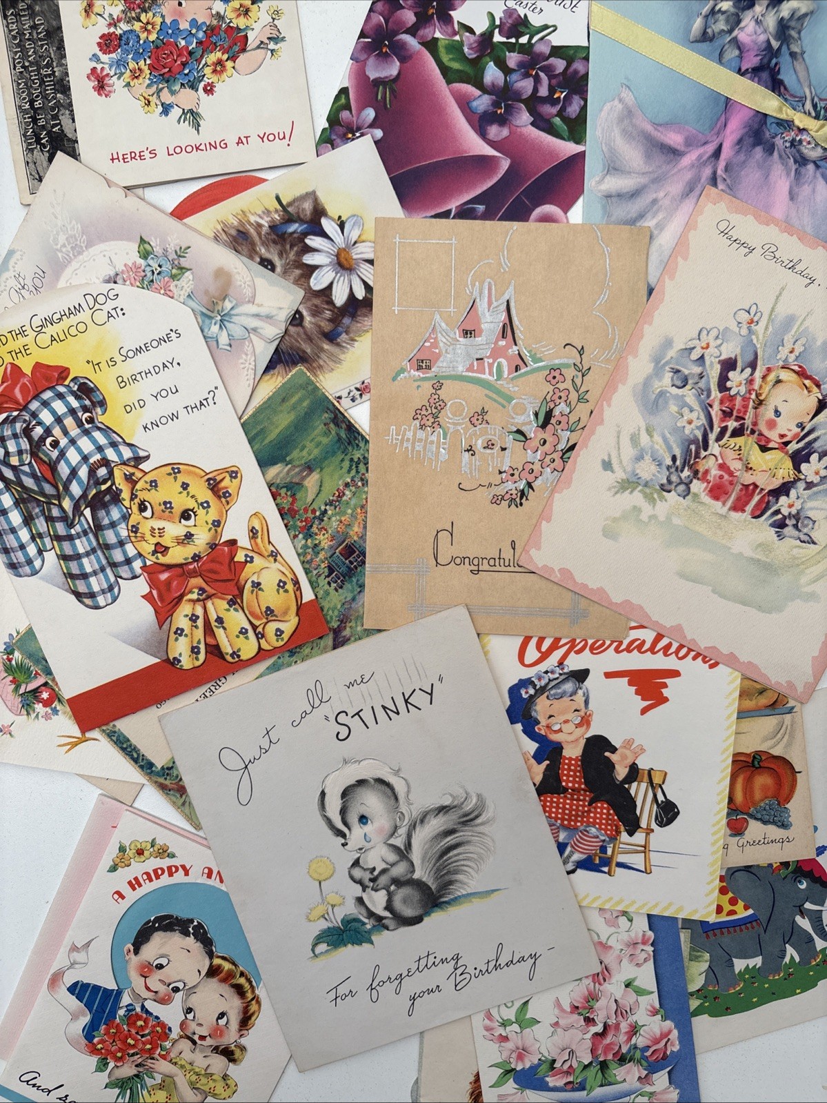 20+ Lot Used Vintage Greeting Cards birthday, Anniversary, Holiday, Collage
