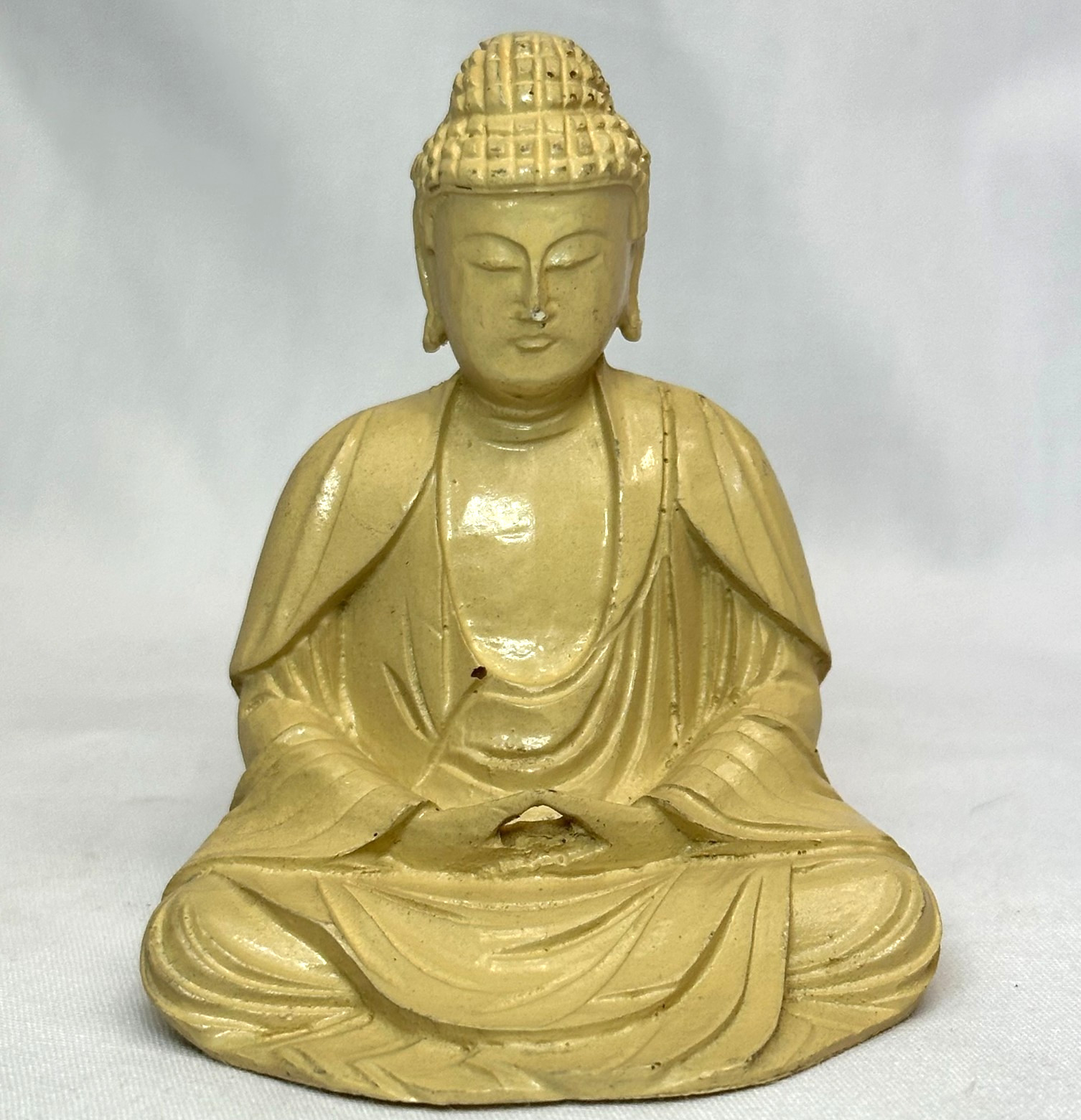 Buddha Shaka Nyorai Sitting Vintage Japanese Resin Buddhist Statue 2 7/8\