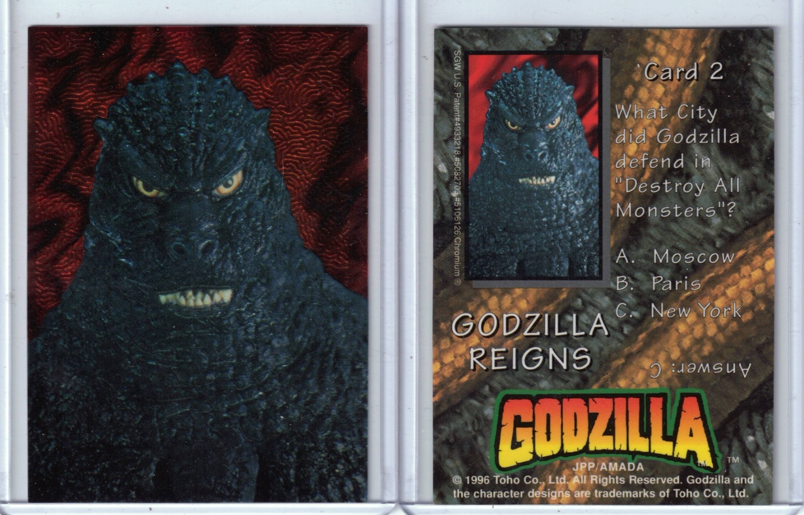1996 JPP/Amada Godzilla Chromium Trading Cards & Stickers CHOOSE YOUR CARD