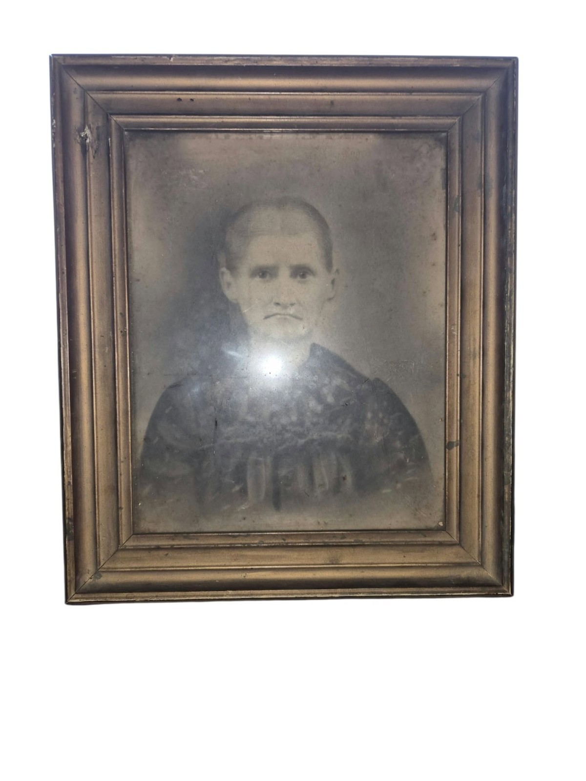 Antique Portrait & Frame Of Woman Dated 05/17/1910 Very Unique