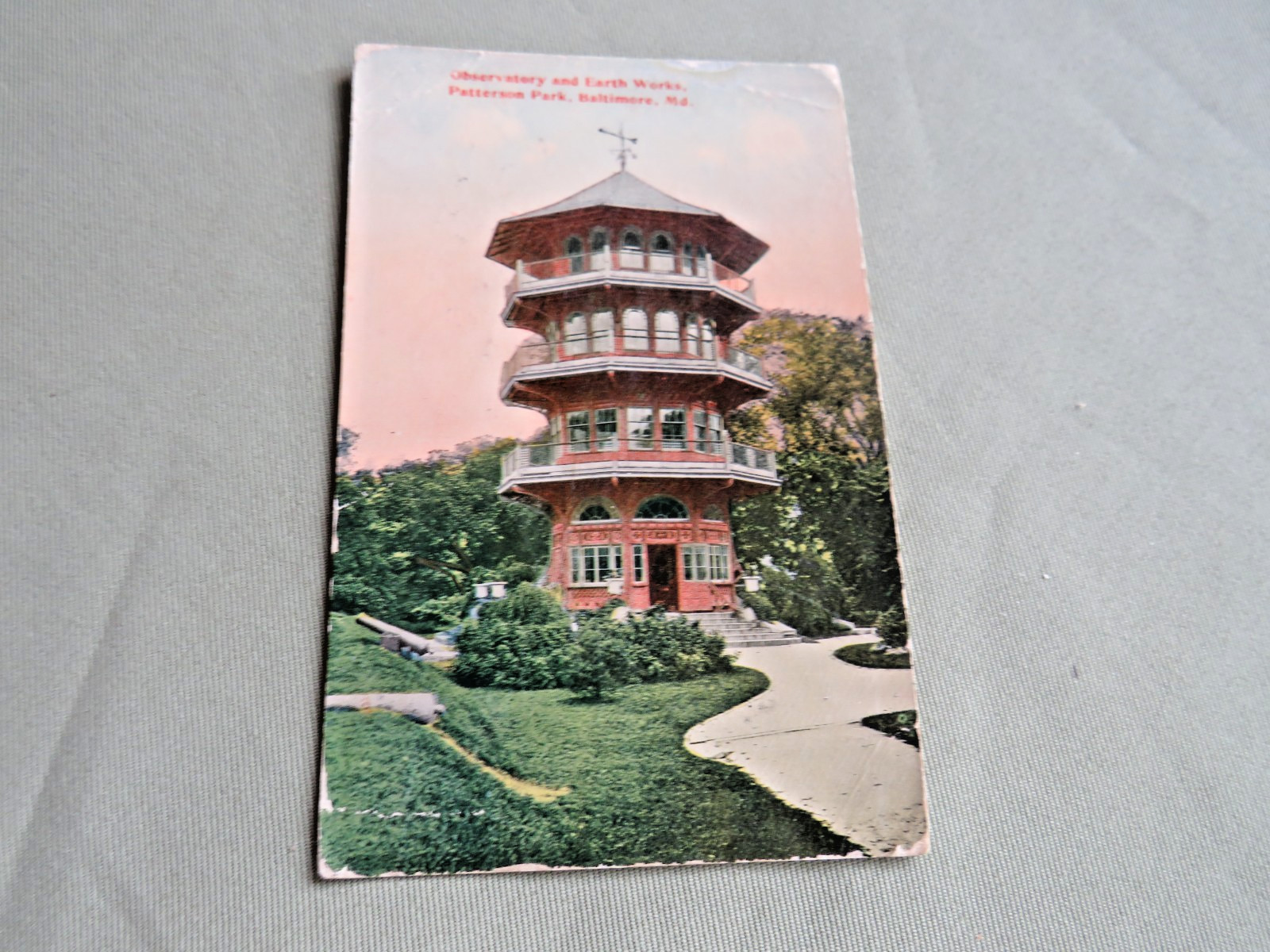 ANTIQUE VINTAGE 1914 RPPC OBSERVATORY EARTH WORKS PATTERSON PARK BALTIMORE MD
