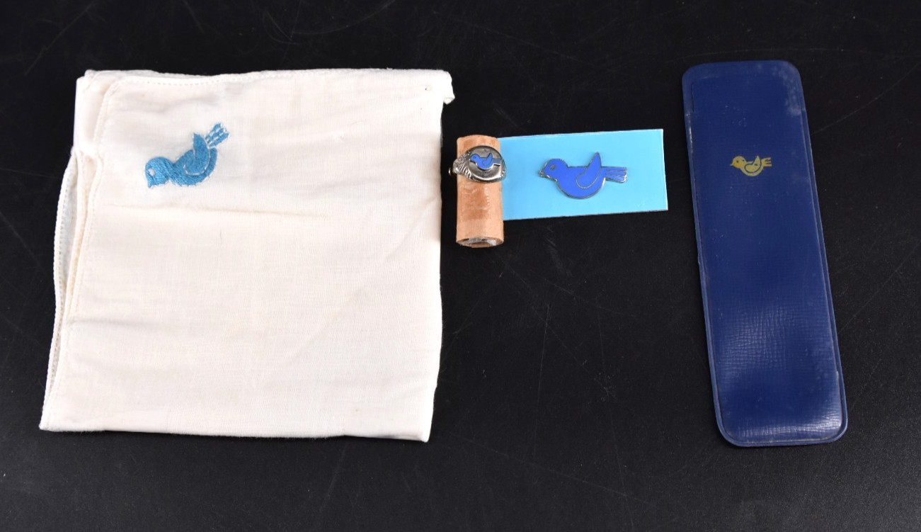 VTG Bluebird Campfire Girl Bundle Sterling Silver Ring, Hankie, Pin, & Comb Case