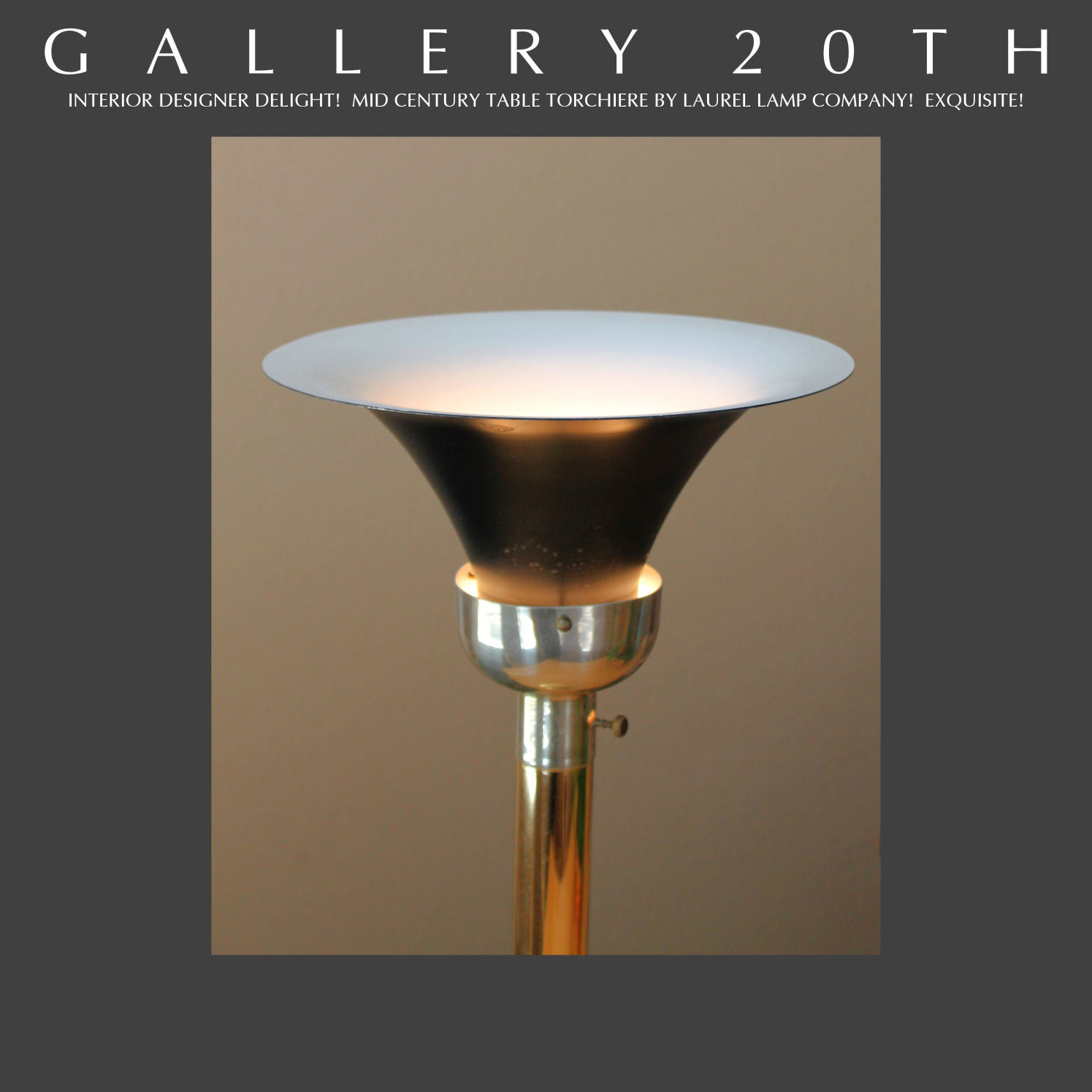 RARE & SUPERB LAUREL MID CENTURY TABLE TORCHIERE LAMP 50S VTG ATOMIC BRASS 60S