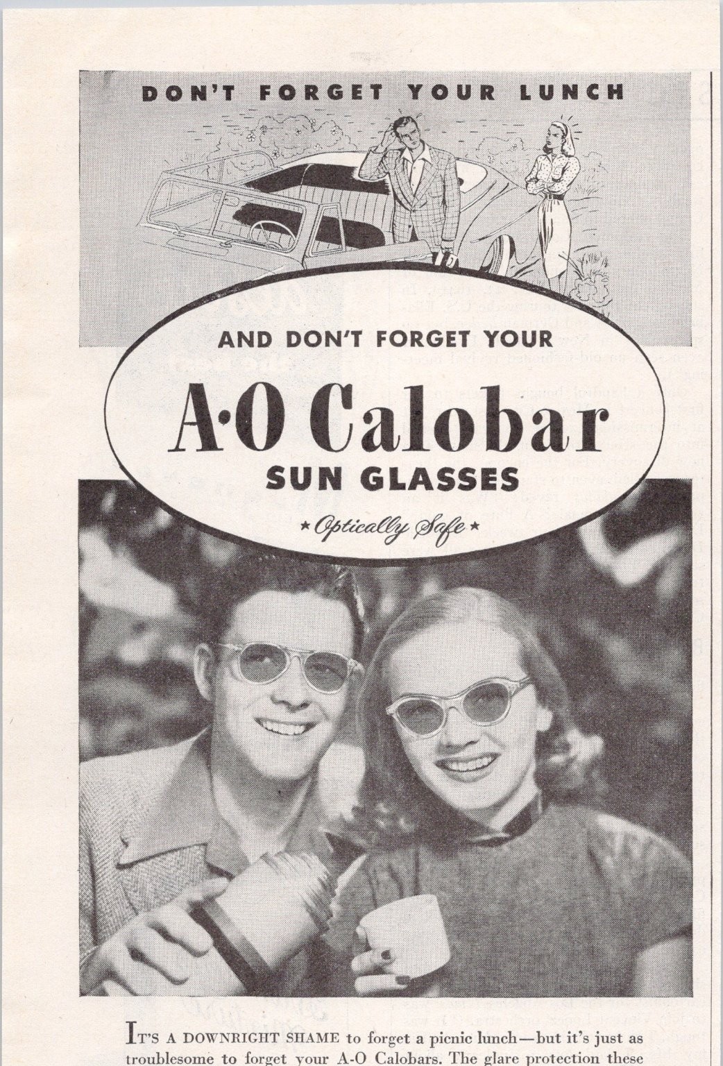 American Optical AO Calobar Sun Glasses Vintage 1946 Magazine Print Ad American Optical AO Calobar Sun Glasses Vintage 1946 Magazine Print Ad