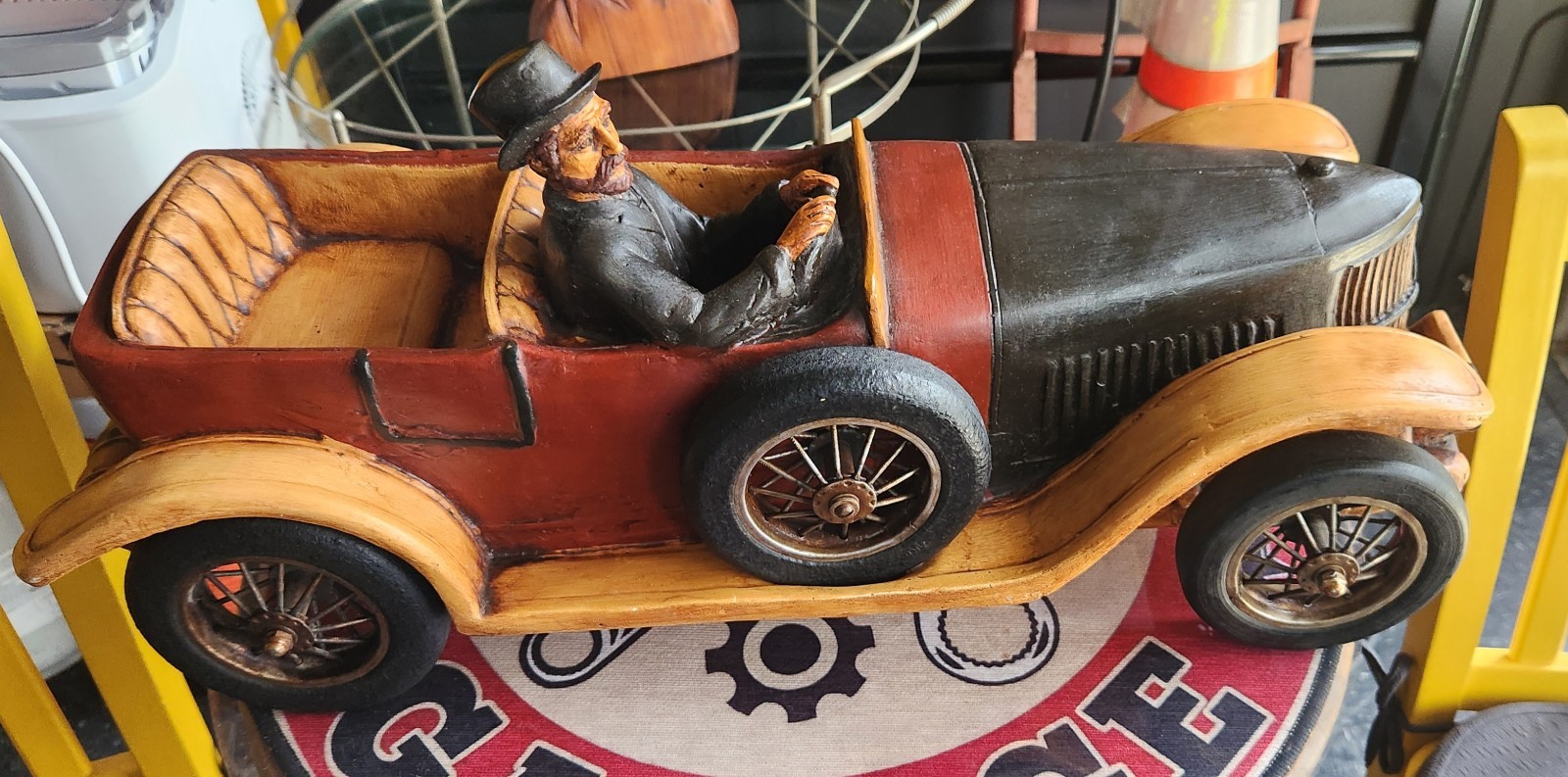 Antique Reprocrafters 1913 Model Touring Car and Driver Signed by Crafter Beauty Antique Reprocrafters 1913 Model Touring Car and Driver Signed by Crafter Beauty
