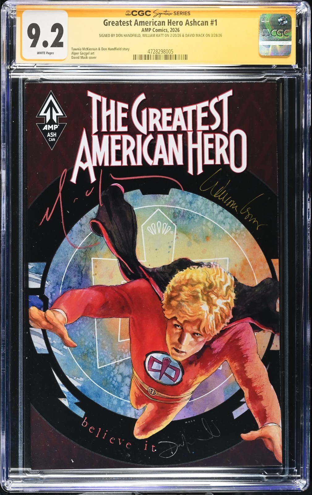 SS CGC GREATEST AMERICAN HERO ASHCAN  1 WILLIAM KATT SIGNED COMICS PRO VARIANT