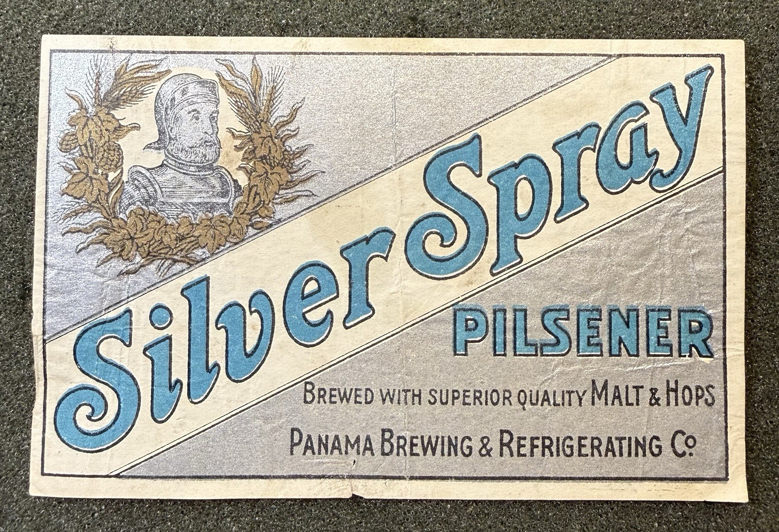 Vintage Panama SILVER SPRAY Beer Bottle Label RARE