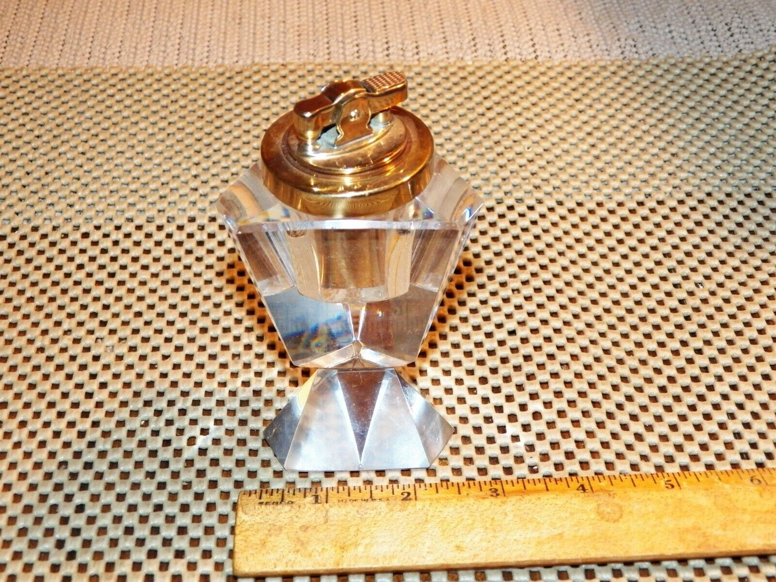 Vintage Triangular Shaped Crystal Table Lighter - Doesn\'t Spark