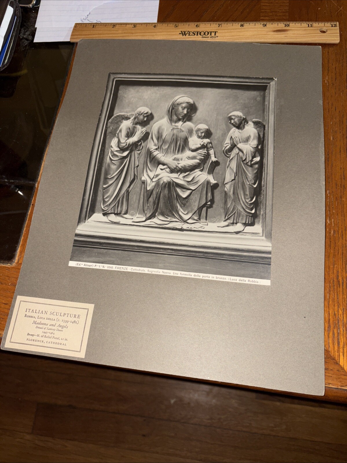 Vintage Luca Della Robbia Italian Sculpture Photo Madonna & Angels on Cathedral