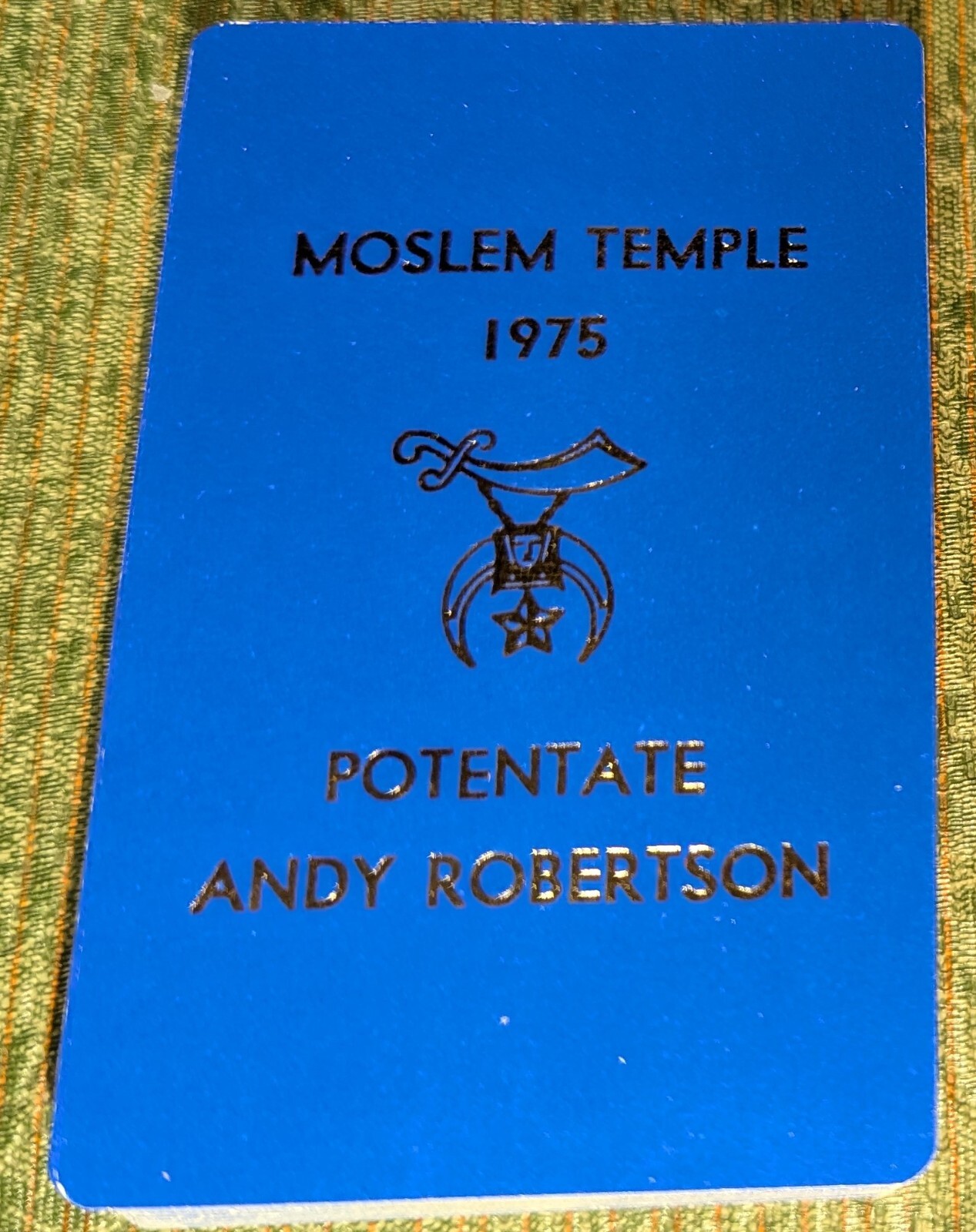 Vintage Moslem Temple 1975 Potentate Andy Robertson Blue Playing Cards Deck
