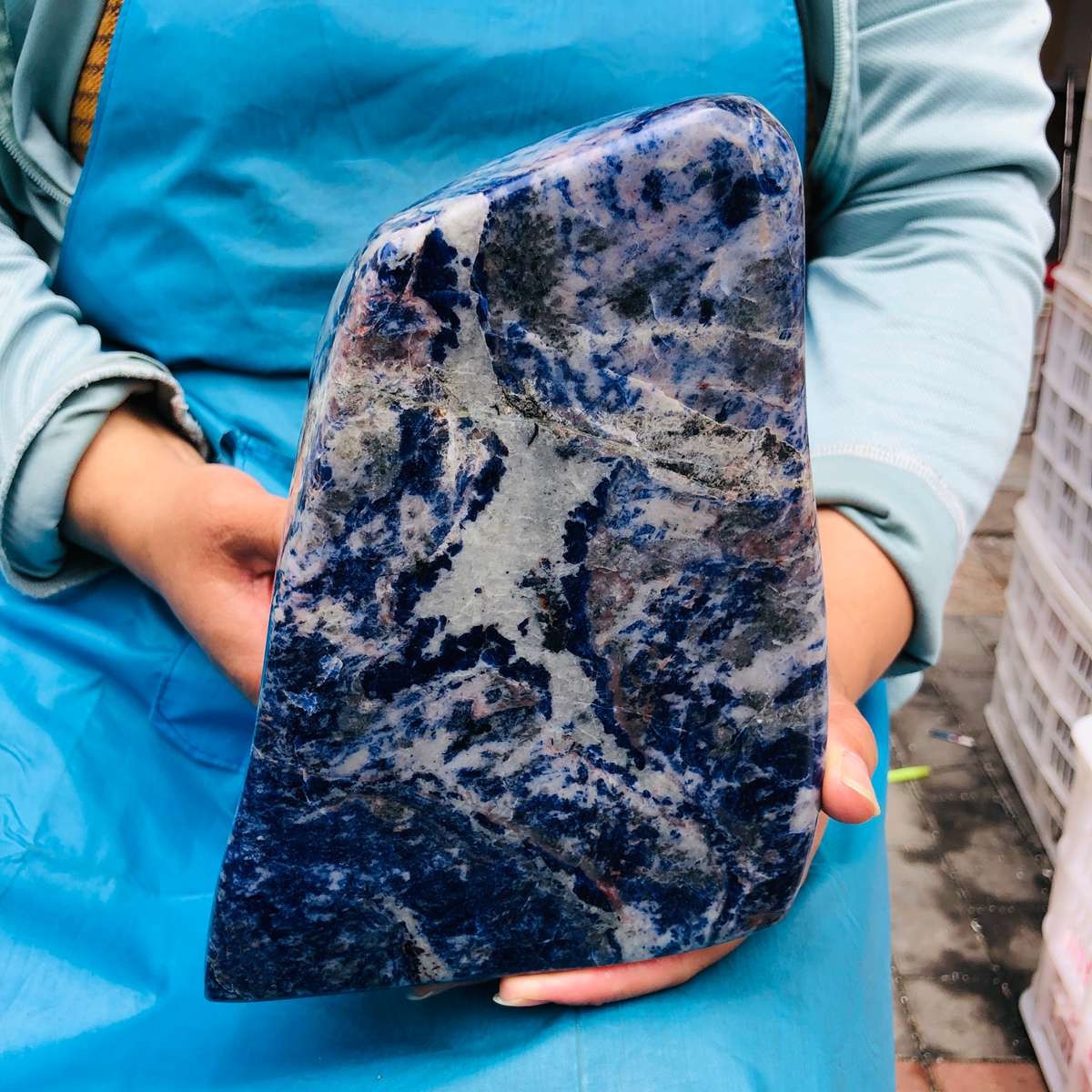 15.02LB Large Natural Blue Vein Stone Quartz Crystal Mineral Healing Sample 5881