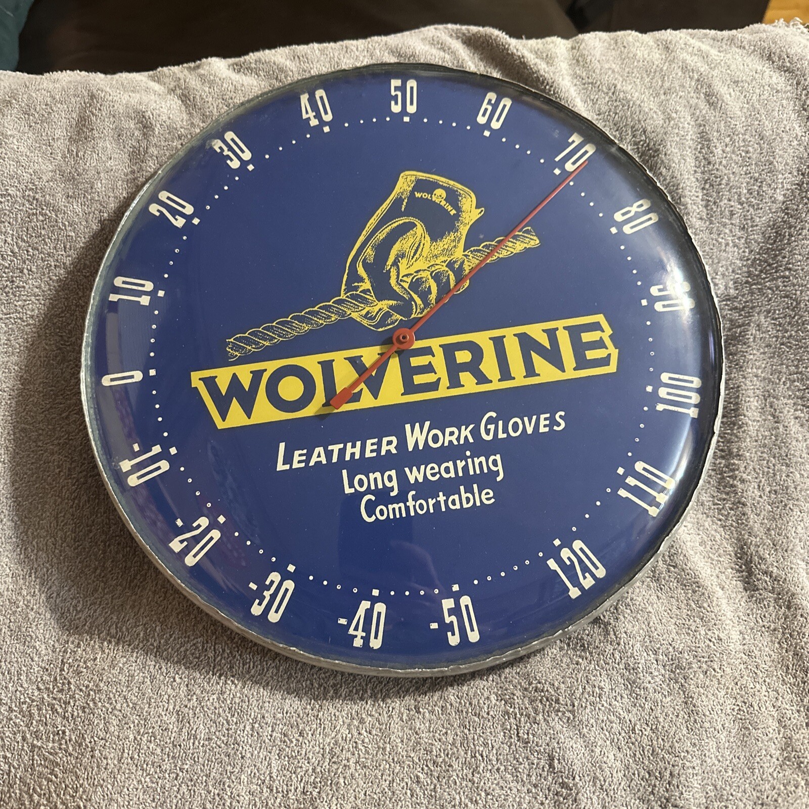 SCARCE WOLVERINE WORK GLOVE ADVERTISING 12” THERMOMETER 