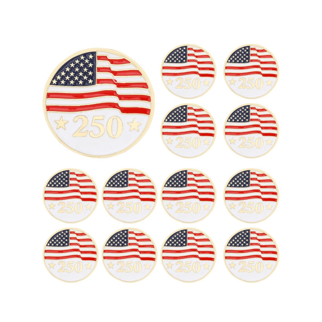 Dreuyet 12 Pcs America 250th Anniversary Pins for Women Men USA Flag Metal Lapel