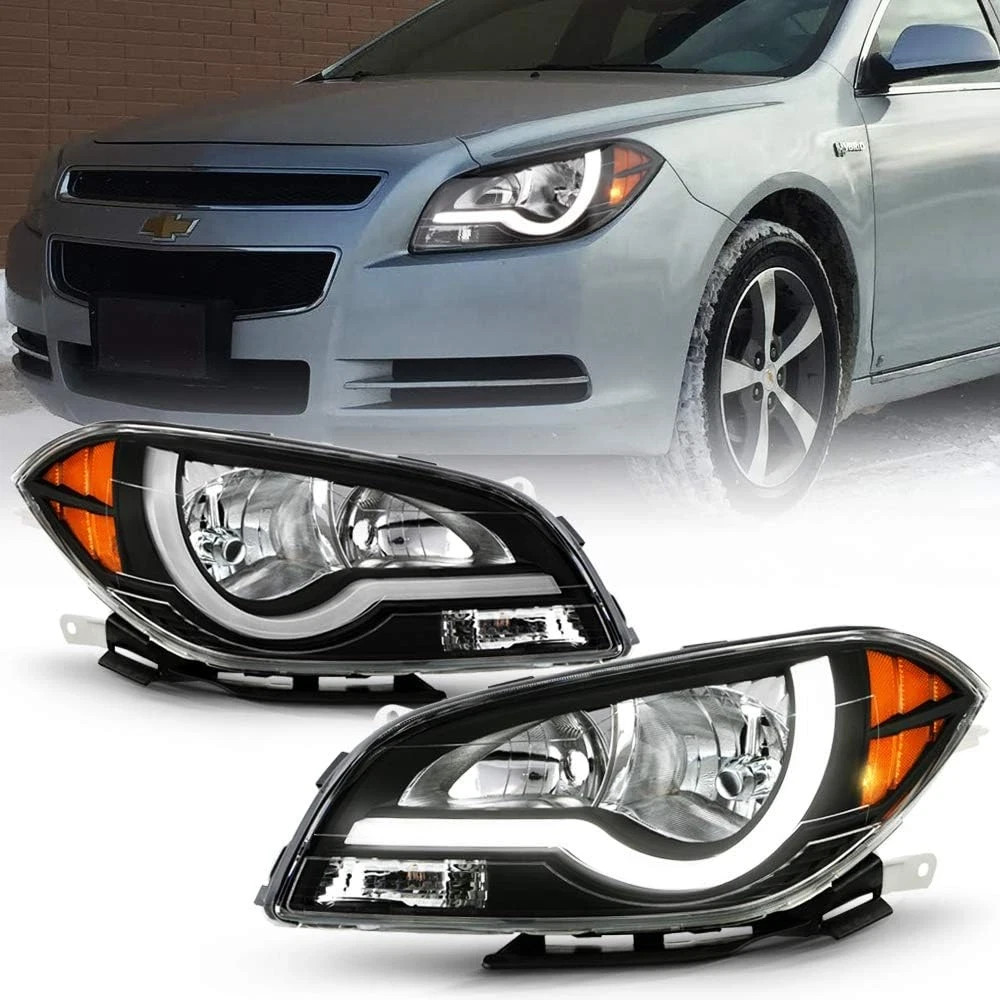 - for 2008-2012 Chevy Malibu [LED Tube Style] Headlights Headlamps Assembly Repl