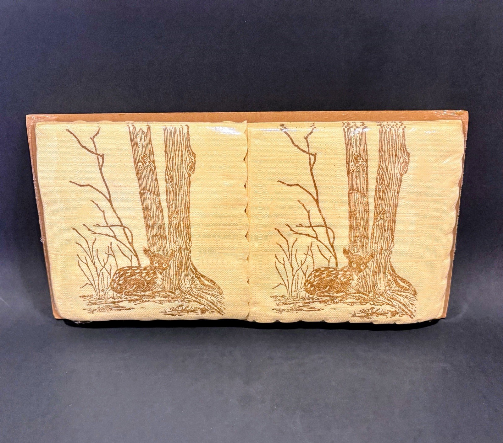 NOS Set of Vtg Gwen Frostic Block Print Paper Napkins Fawn Deer Woods Sealed