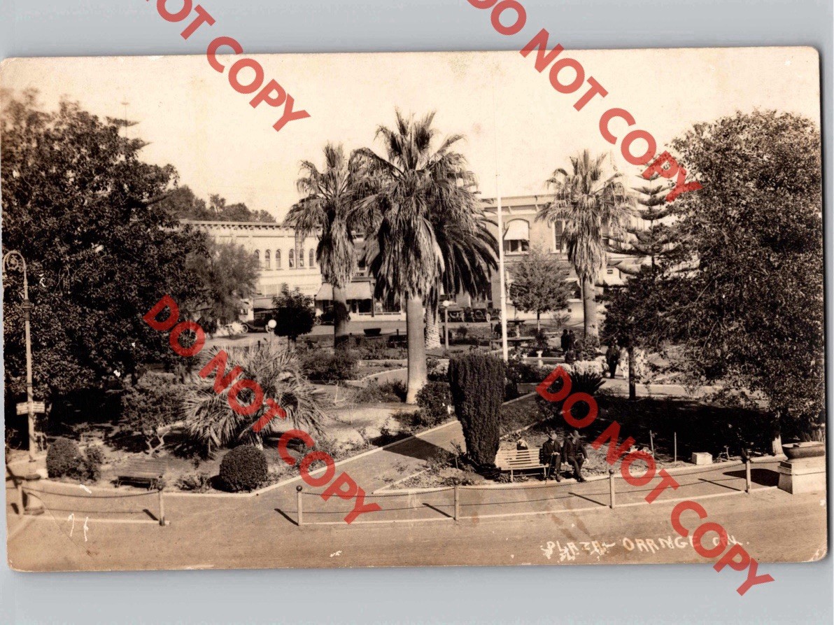 c1910 Orange Circle Glassell St Street Plaza Park California CA RPPC Real Photo