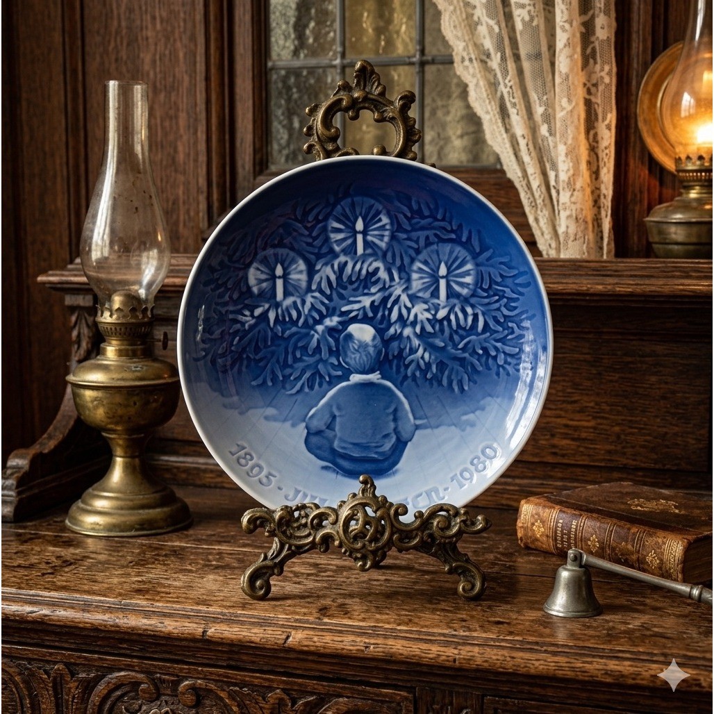 Bing & Grondahl 1980 Christmas Plate Happiness over the Yule Tree B&G 9180 Blue Bing & Grondahl 1980 Christmas Plate Happiness over the Yule Tree B&G 9180 Blue
