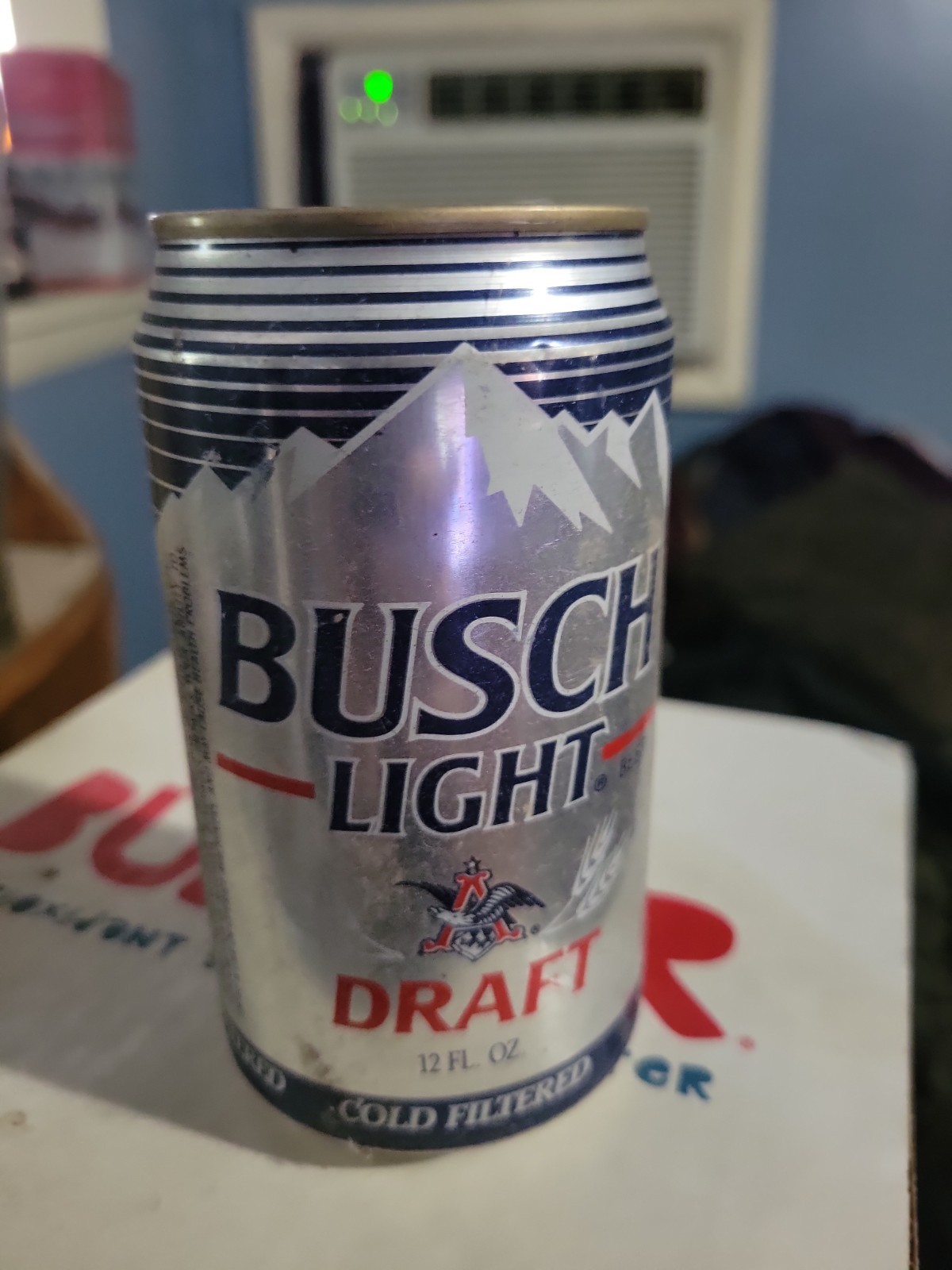 Busch Light Draft Beer Can. 1990 ‘s. Lined Sky Version. Top Open. Combined Ship. Busch Light Draft Beer Can. 1990 ‘s. Lined Sky Version. Top Open. Combined Ship.