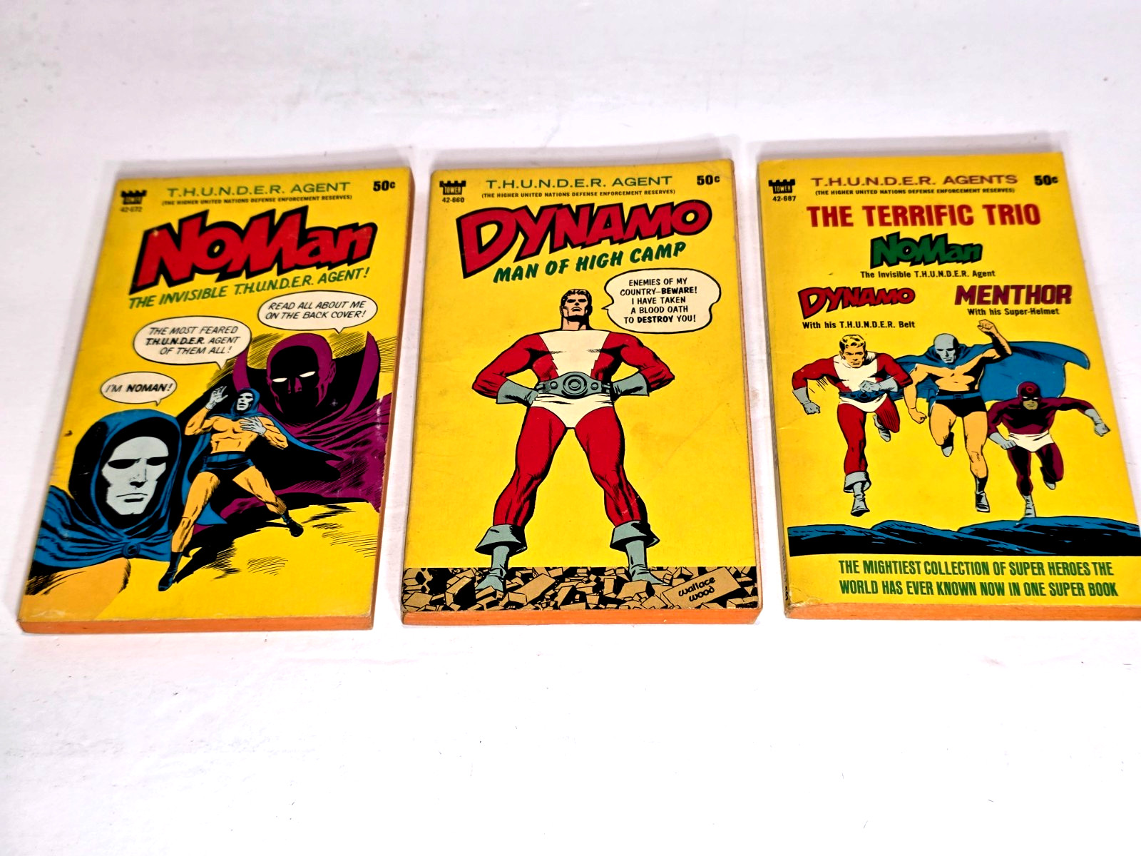 3 Vintage Thunder Agents Comic Paperback 1966 First Edition Very Good
