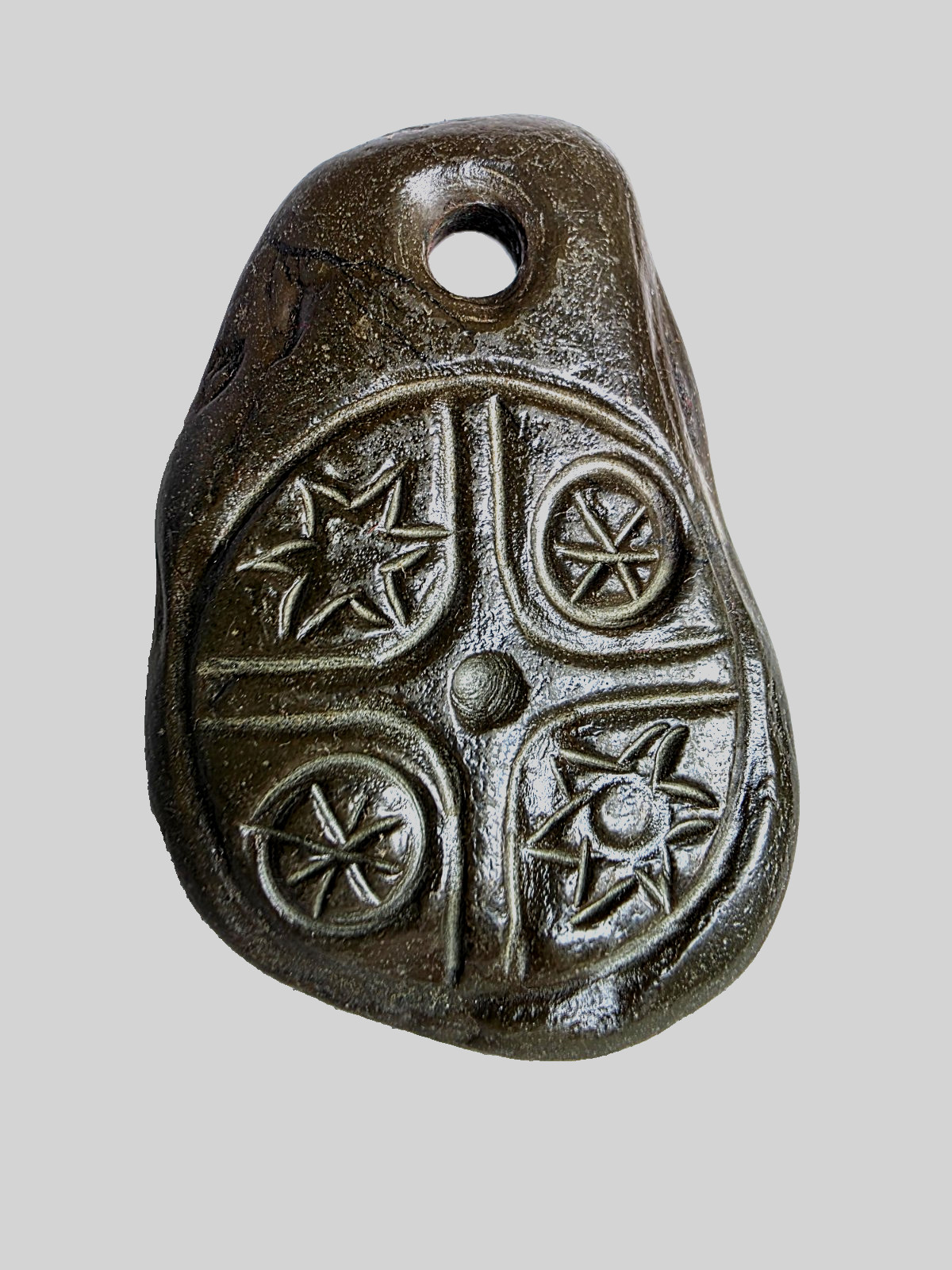 Ancient Judea Judaea Carved Gemstone Amulet Pendant Cross Astral Stars Shield