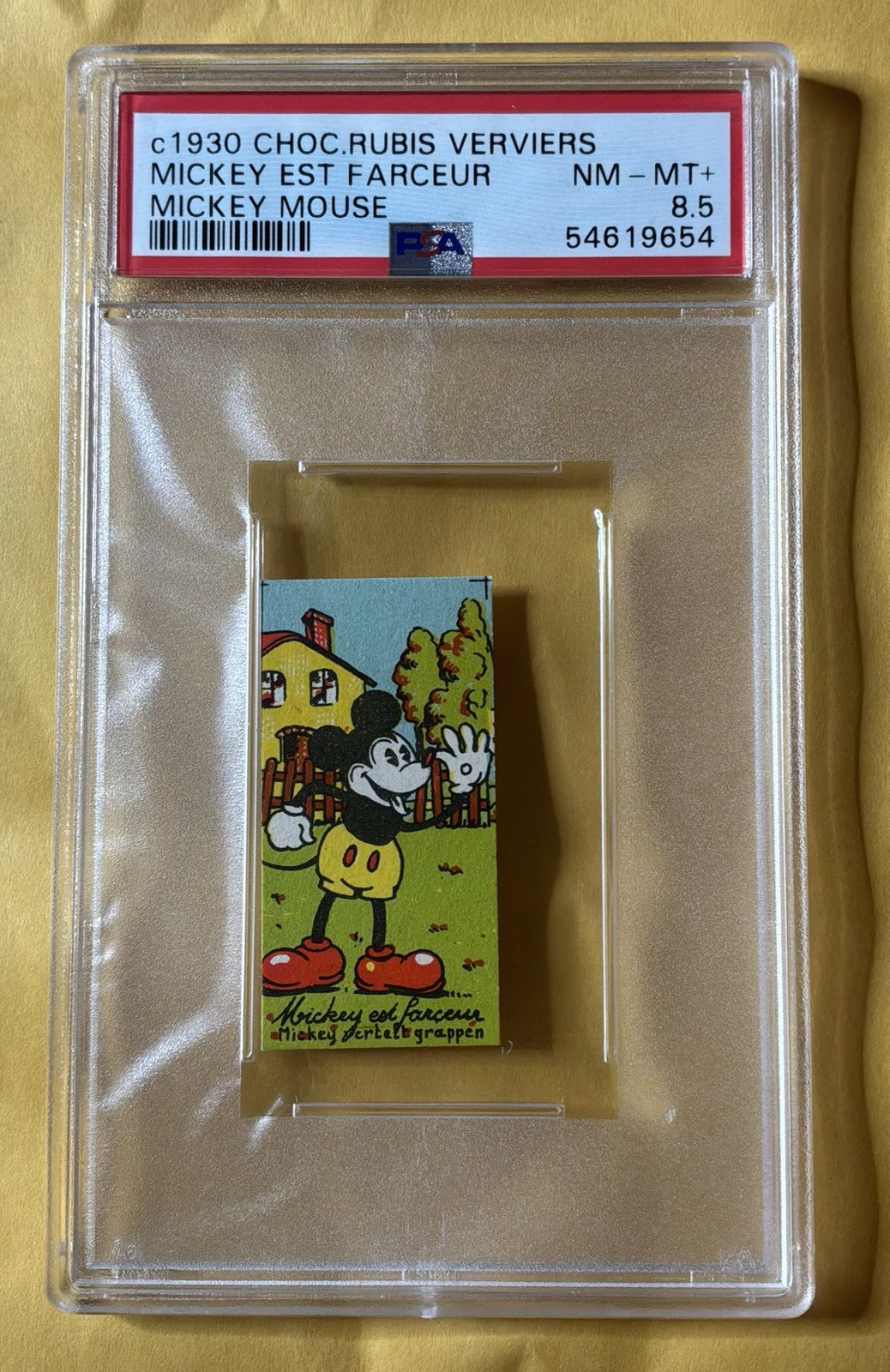 1930 Choc Rubis Verviers - MICKEY MOUSE EST FARCEUR PSA 8.5 VERY LOW POP 1930 Choc Rubis Verviers - MICKEY MOUSE EST FARCEUR PSA 8.5 VERY LOW POP