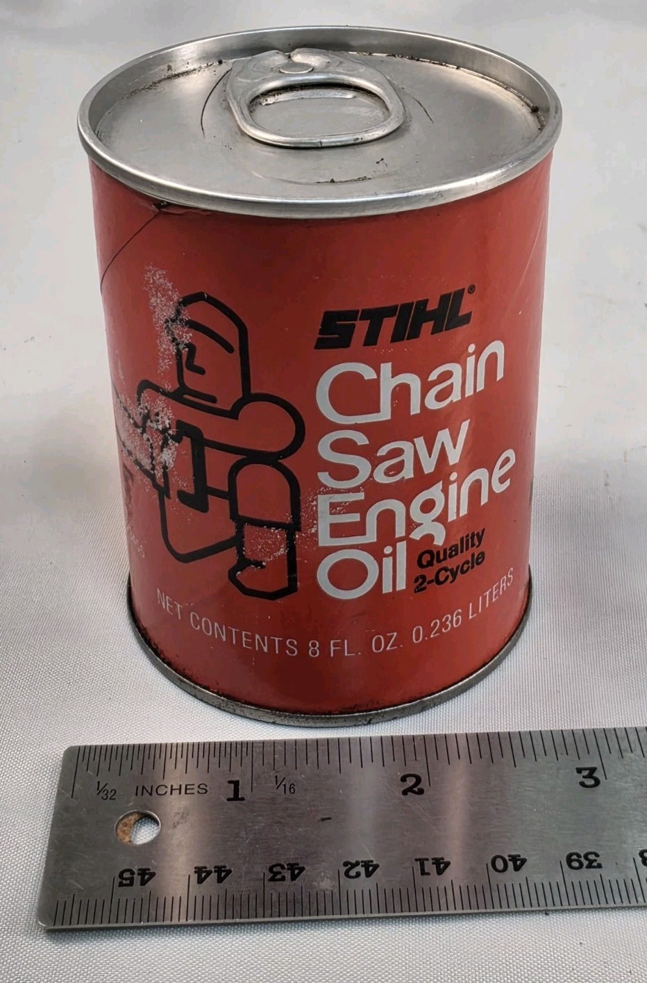 STIHL Chain Saw Engine Oil NOS Full Unopened 8oz 2-Cycle Metal Can Vintage 1970s