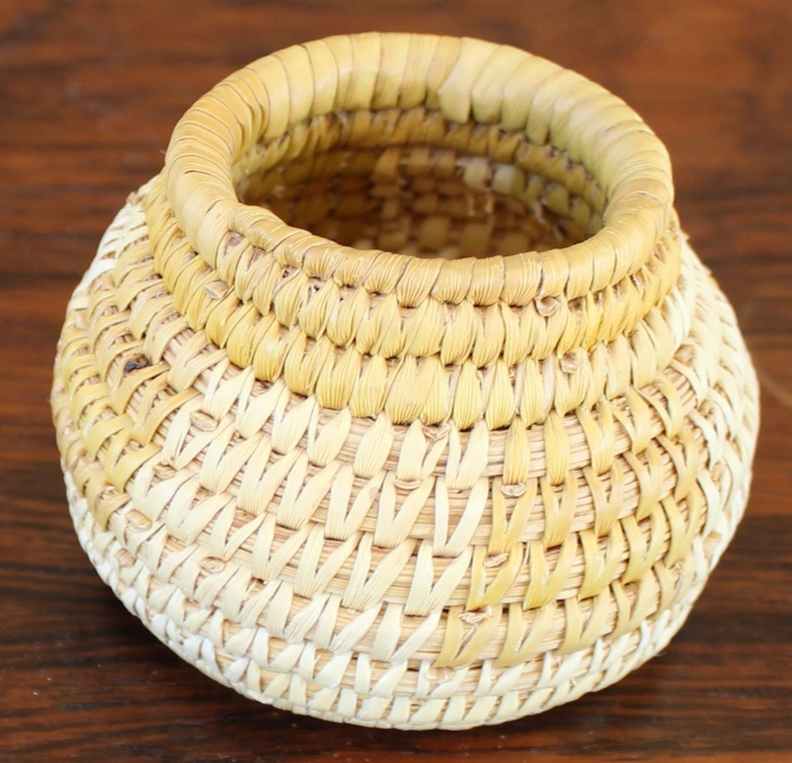 Native American Basket Coiled & Stitched Papago Tohono O\'odham