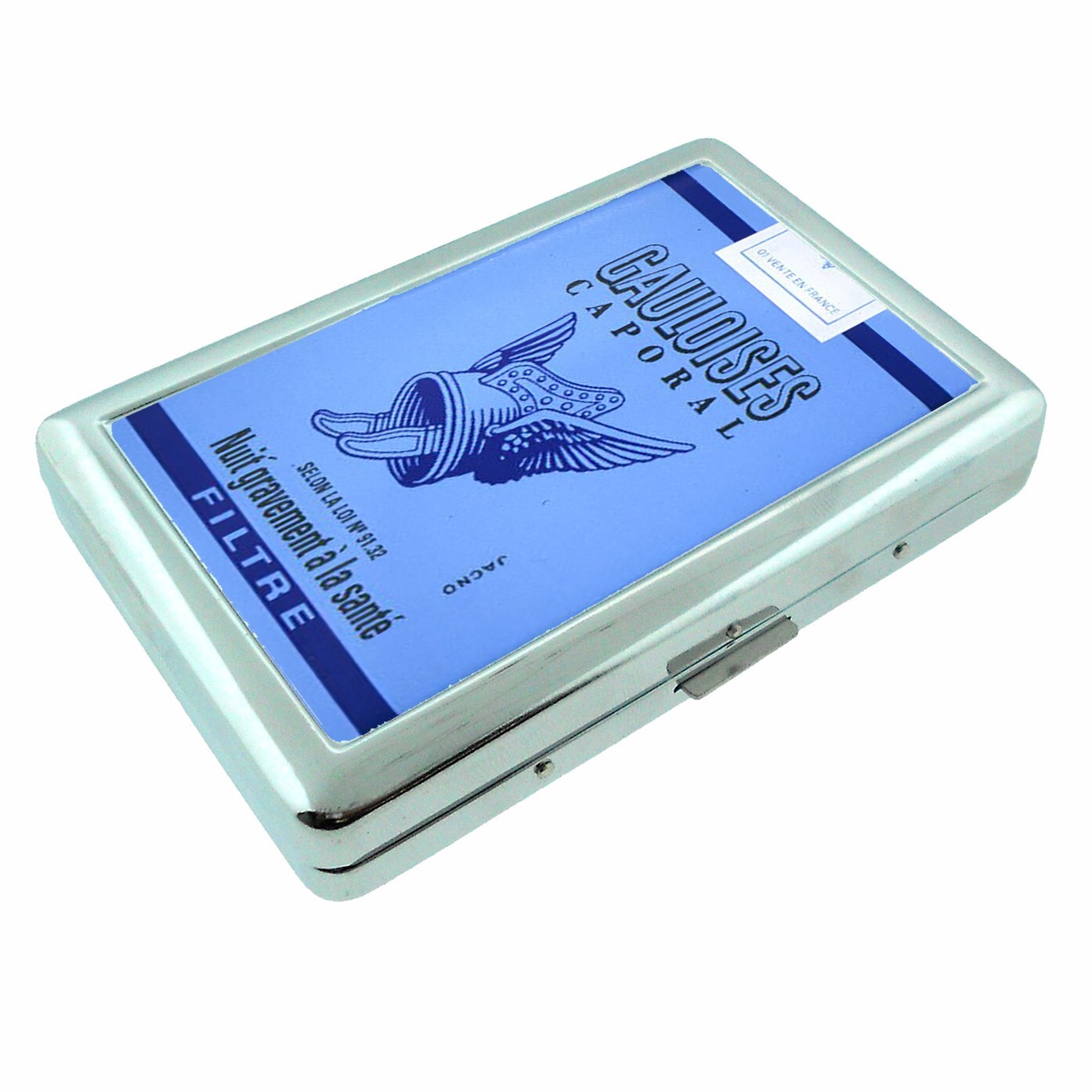 Vintage French Classic Caporal Metal Silver Cigarette Case