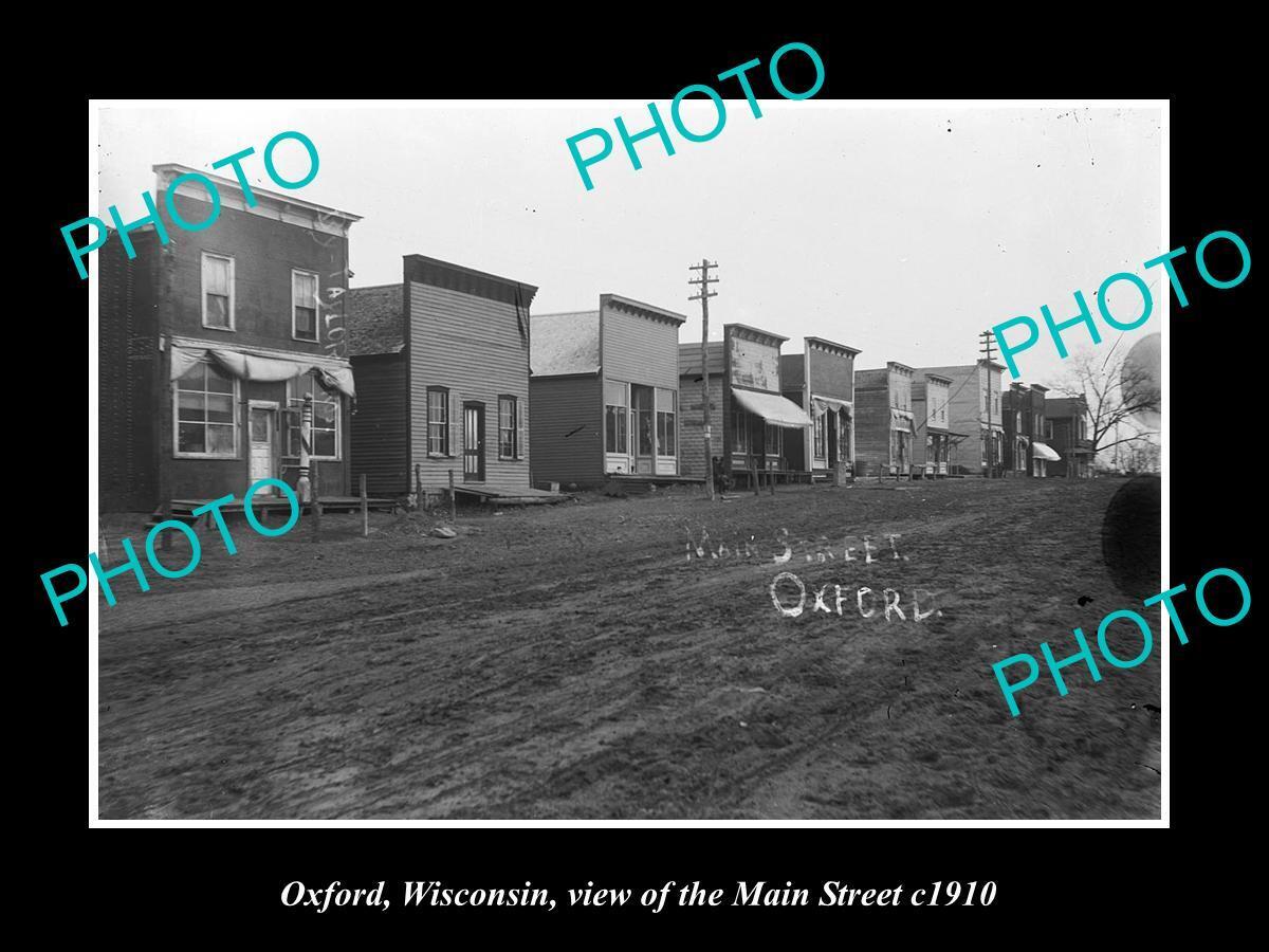 OLD LARGE HISTORIC PHOTO OF OXFORD WISCONSIN VIEW OF THE MAIN STREET c1910