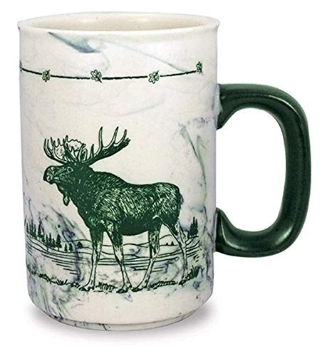 Cape Shore 18oz Heavy Stoneware Sema Pottery Mug, Multiple Styles (Moose), Green