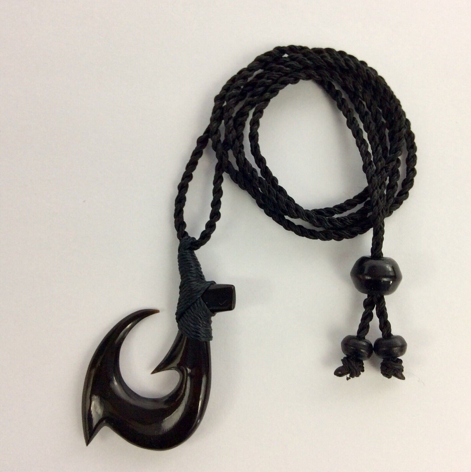 Hawaiian Fishhook Necklace Carved From Buffalo Horn Large : 2\