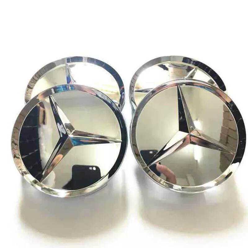 For Set of 4 75mm Wheel Center Caps Hubcaps Emblem Chrome Silver for Mercedes For Set of 4 75mm Wheel Center Caps Hubcaps Emblem Chrome Silver for Mercedes
